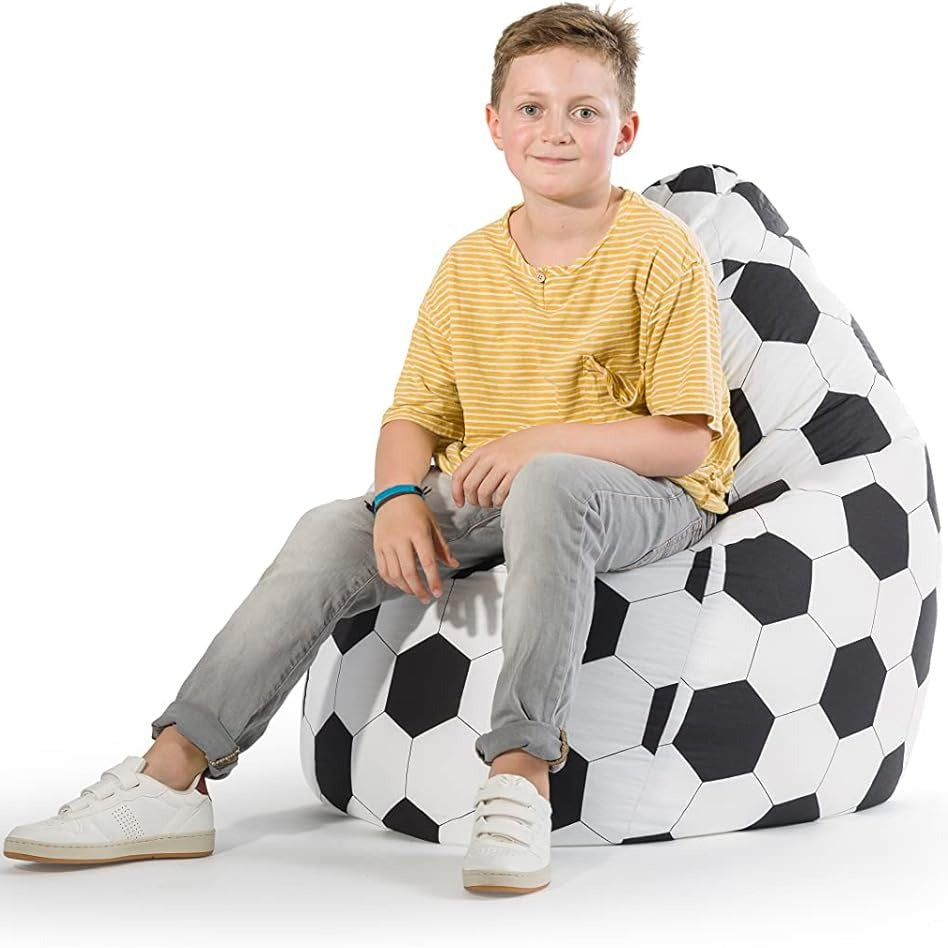 Fussball bean bag chair sized for a kid's room