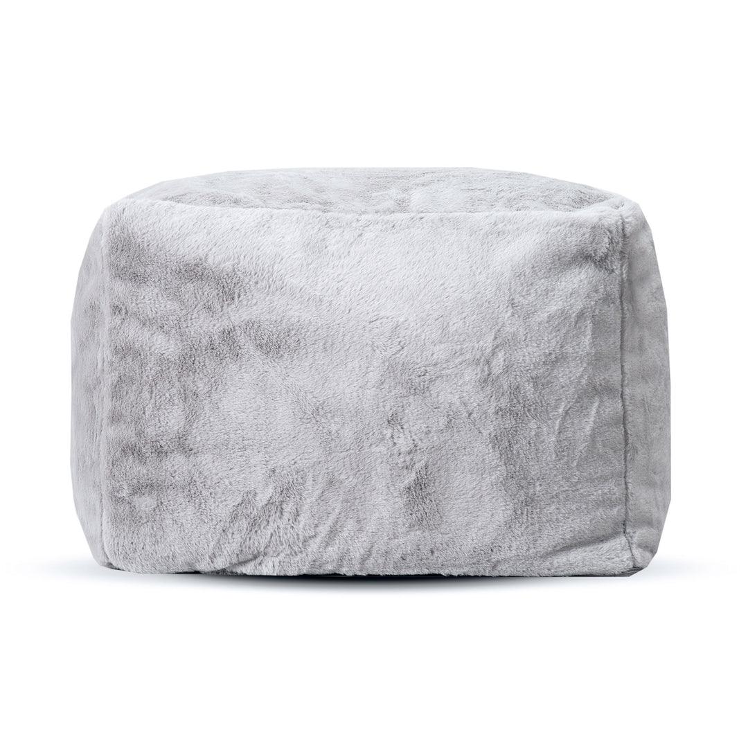 Pielle Faux Rabbit Fur Square Pouf