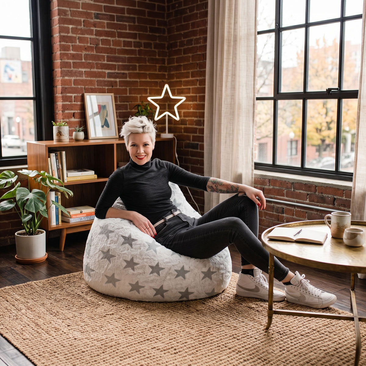 FLUFFY STARS Bean Bag Chair