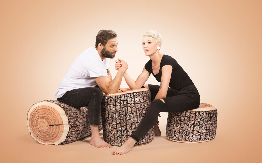 Dotcom Wood Ottoman Pouf