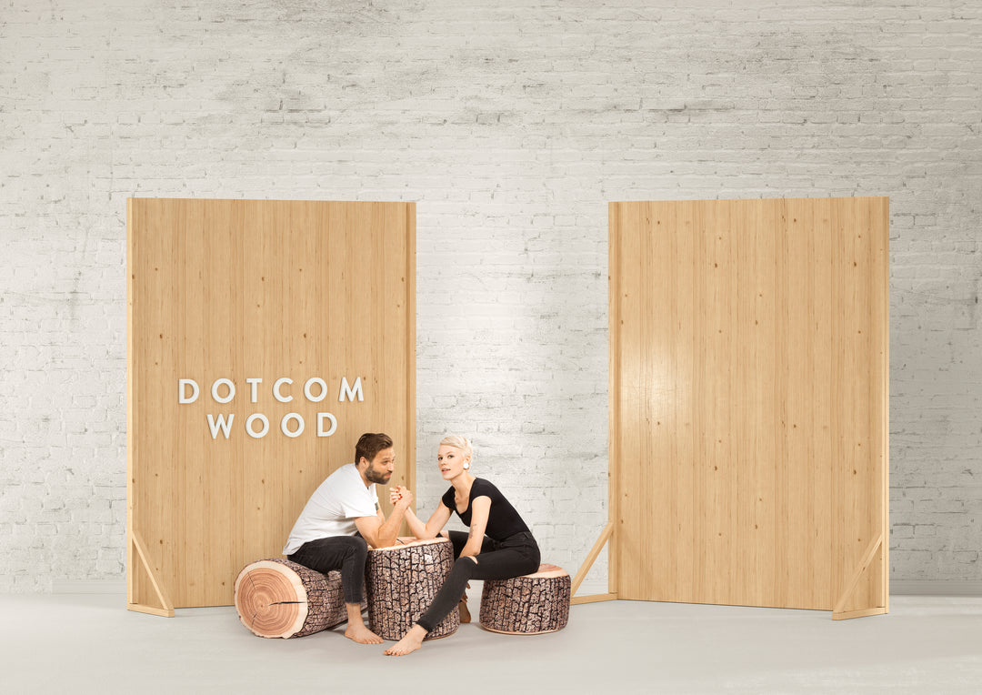 Dotcom Wood Ottoman Pouf