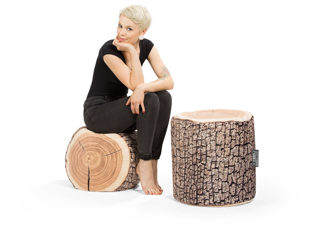 Dotcom Wood Ottoman Pouf