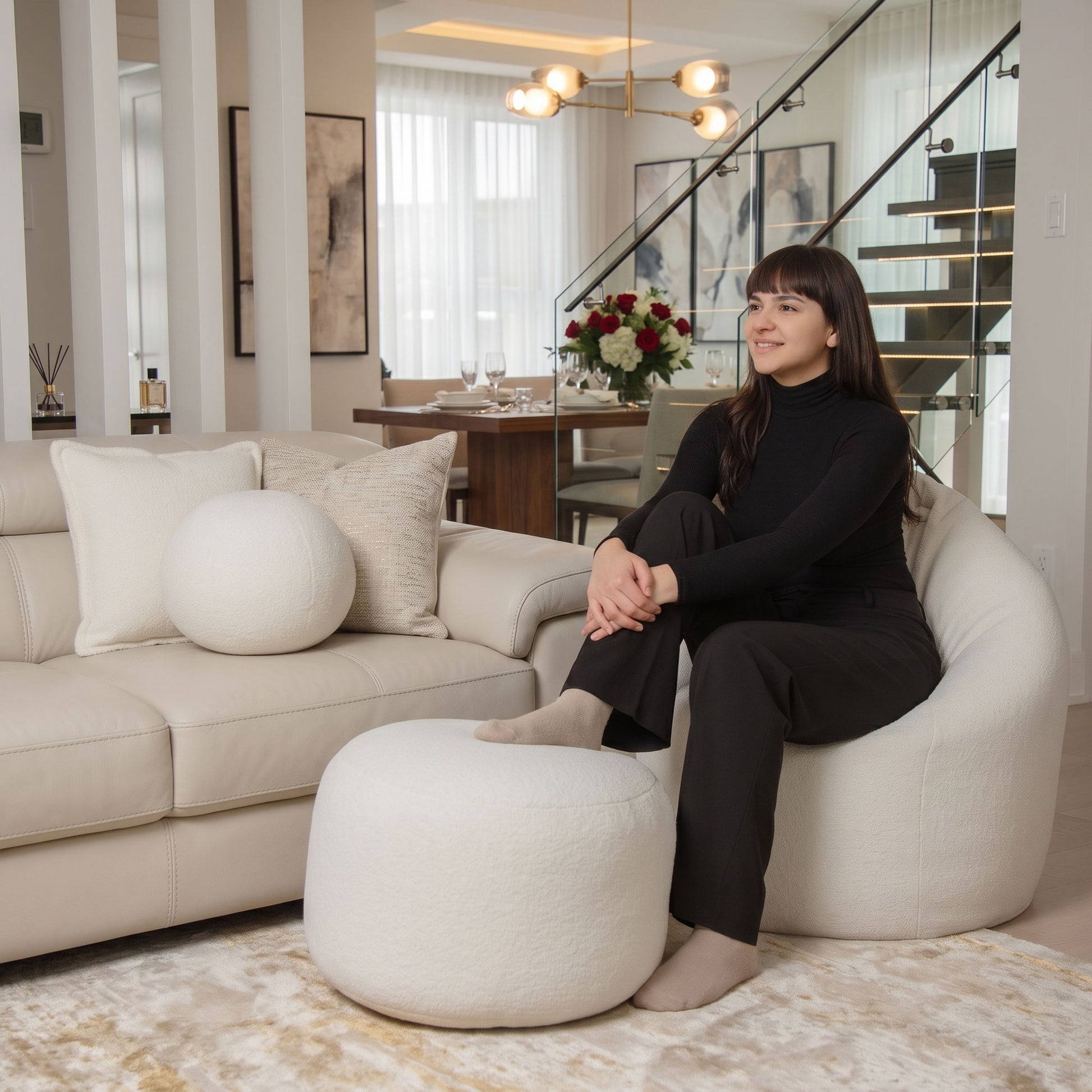 Dotcom Woolly Bouclé Pouf