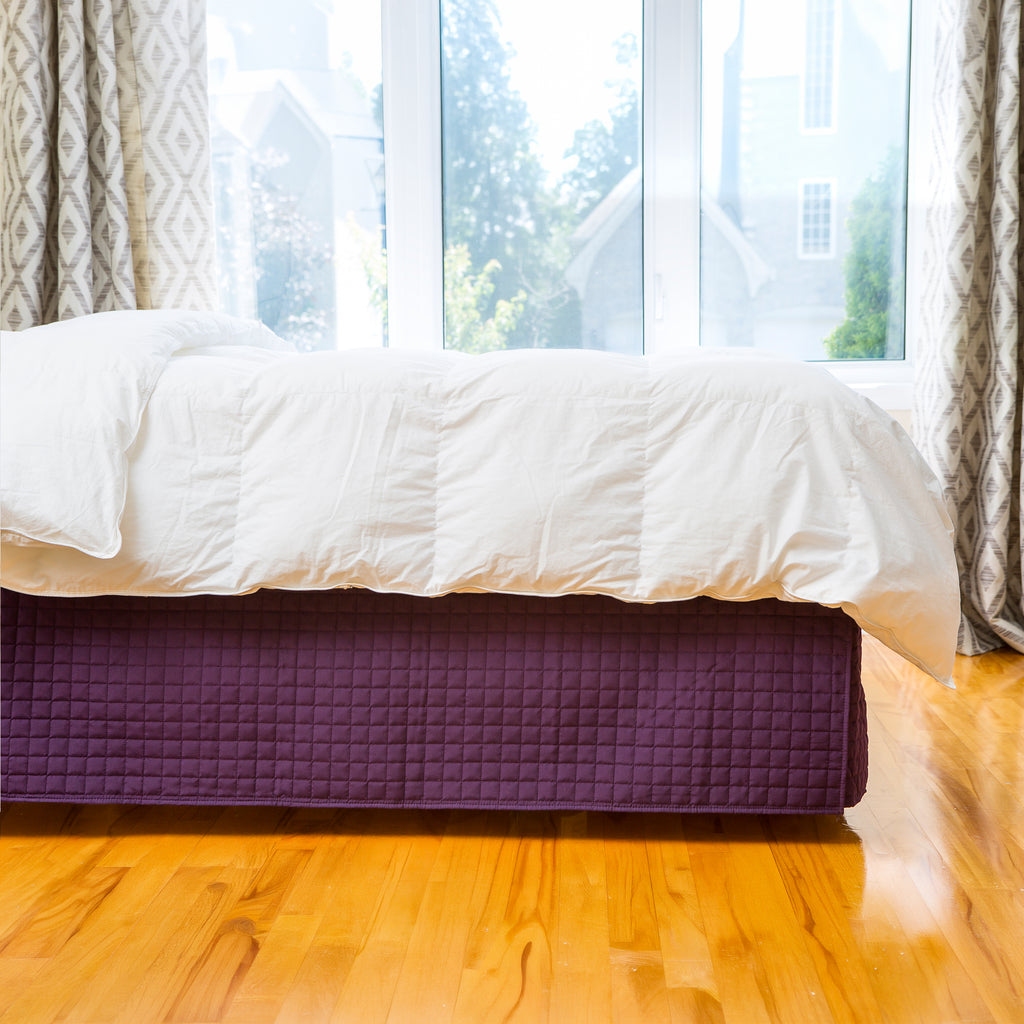 Grid Quilted Microfiber Bed Skirt – 14" Drop