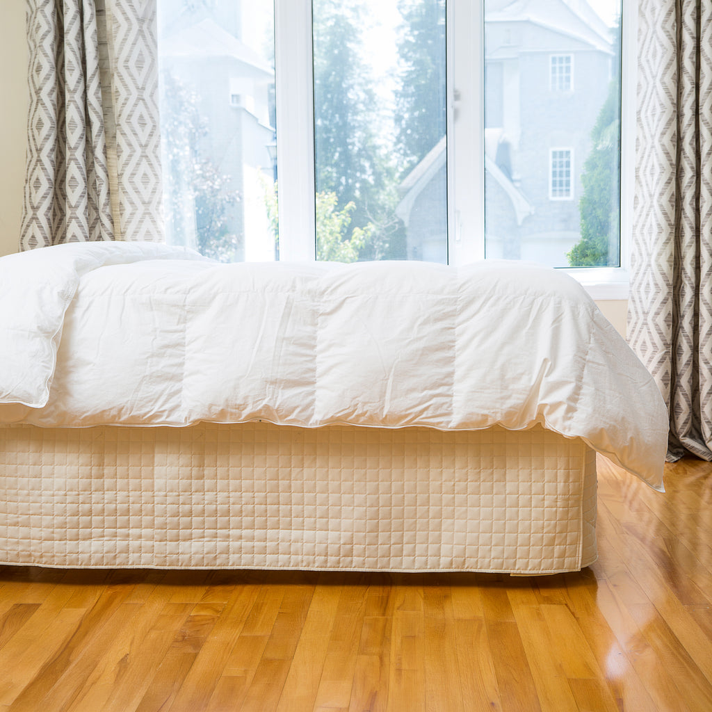 Grid Quilted Microfiber Bed Skirt – 14" Drop