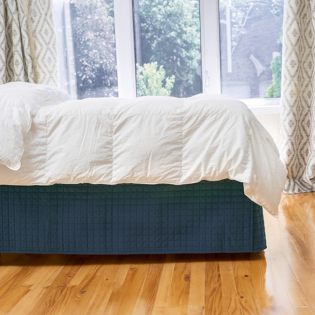 Grid Quilted Microfiber Bed Skirt – 14" Drop