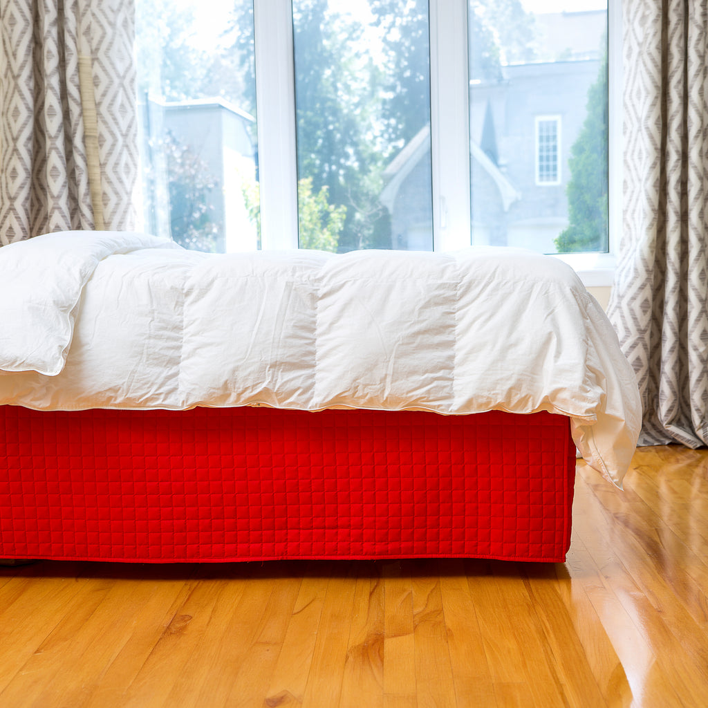 Grid Quilted Microfiber Bed Skirt – 14" Drop