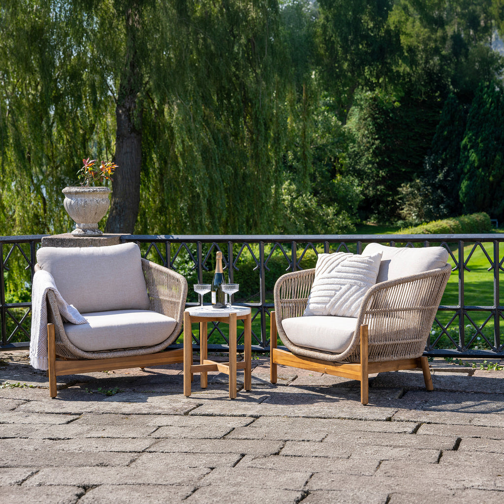 Portofino Outdoor 2 Person Conversation Set with Side Table Natural 3pc