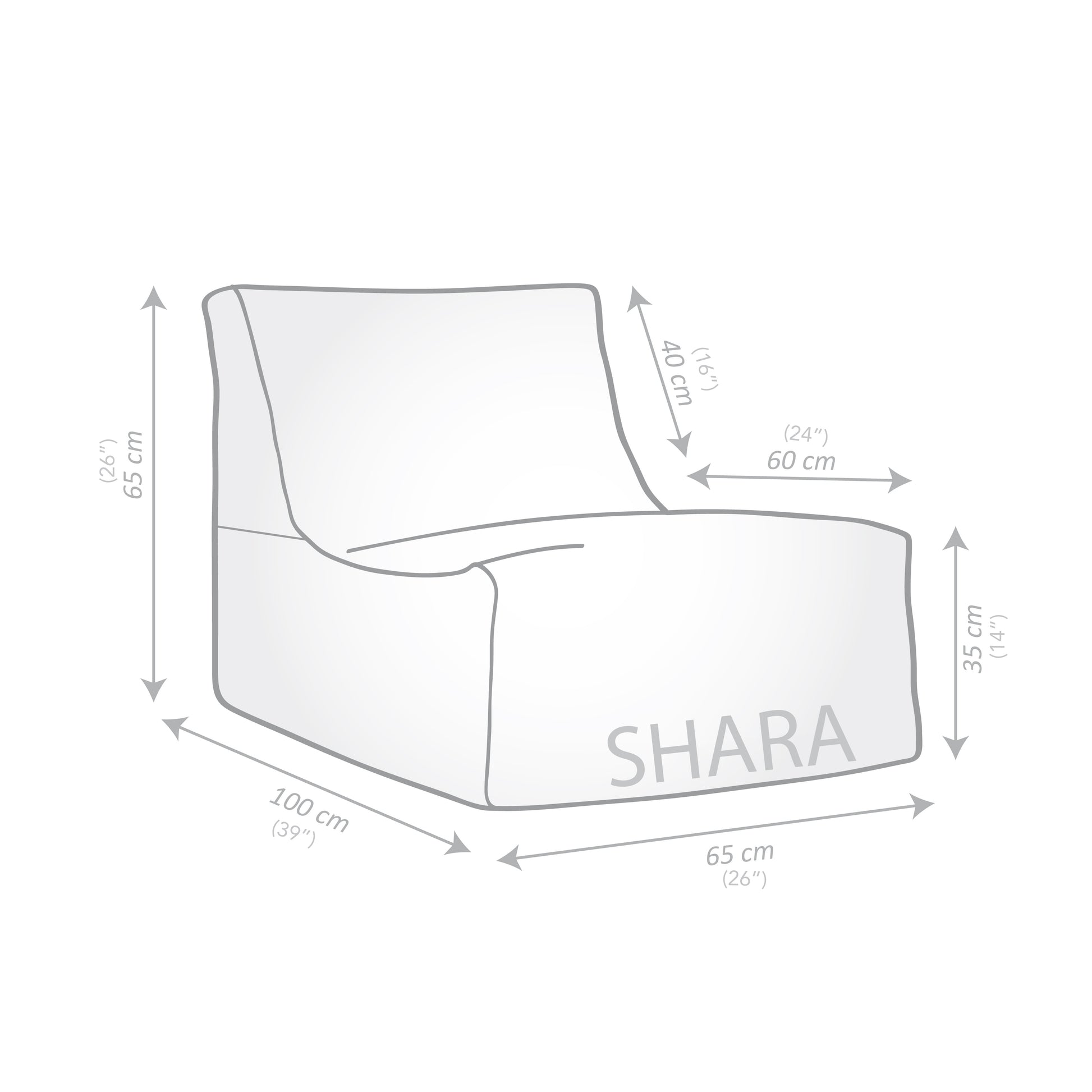 Pouf-chaise longue Shara Rock