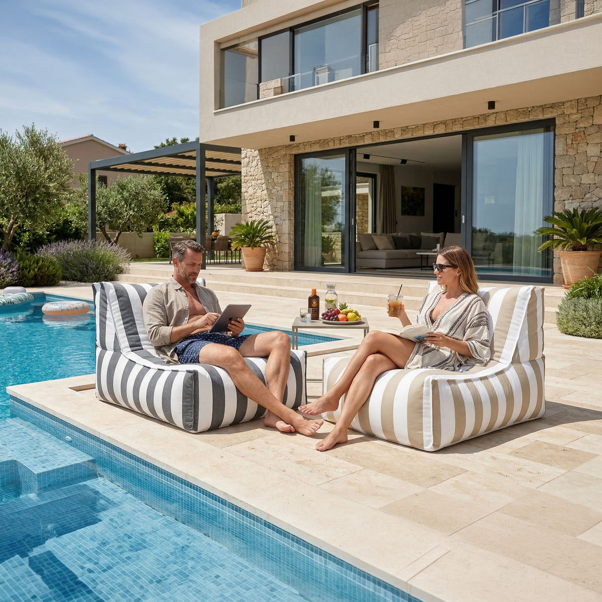 Santorin Rock Outdoor Lounger Shell