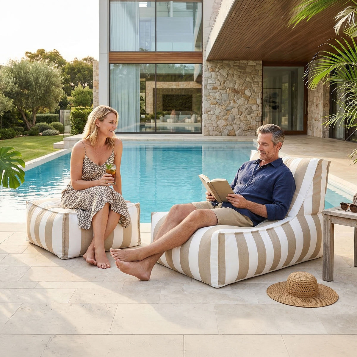 Santorin Rock Outdoor Lounger Shell