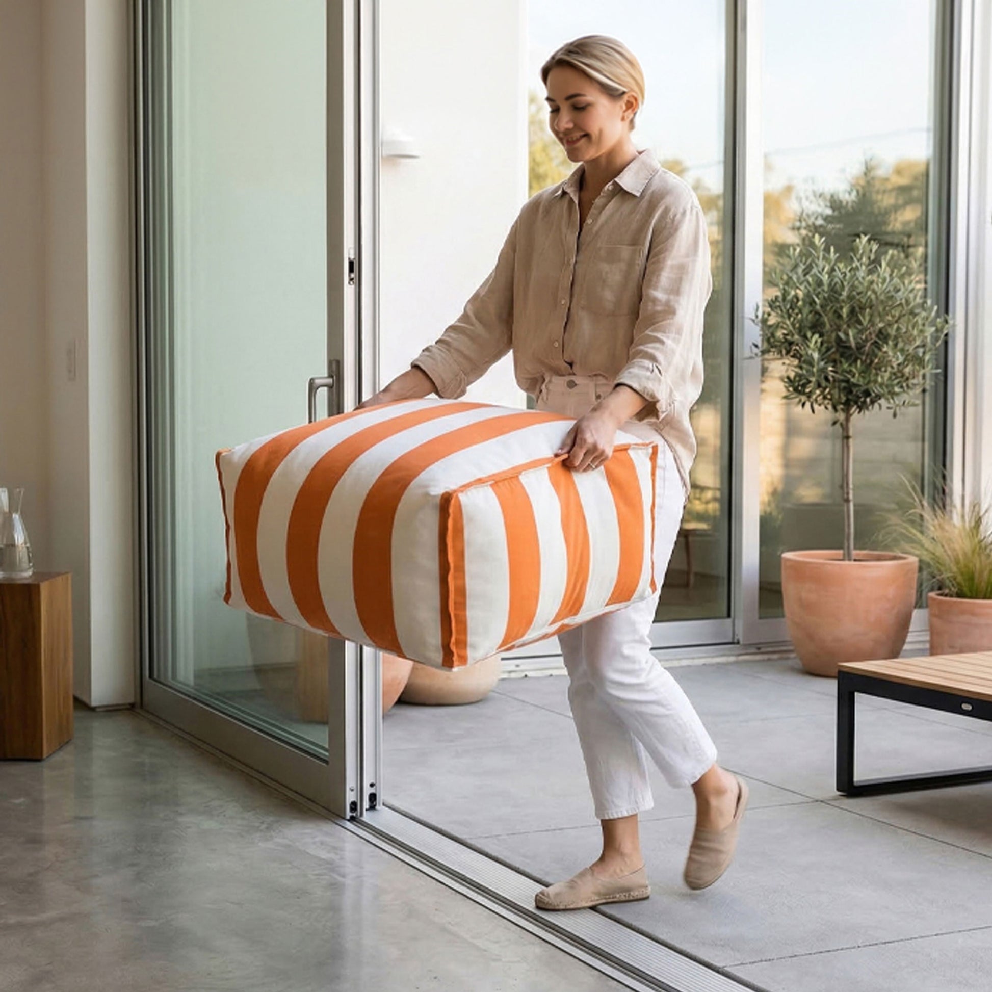 Puf otomano Santorin Roll para interior y exterior