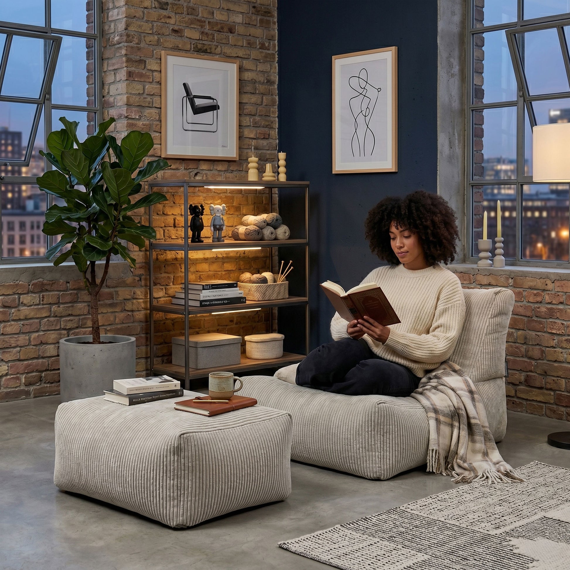 Pouf-chaise longue Shara Rock