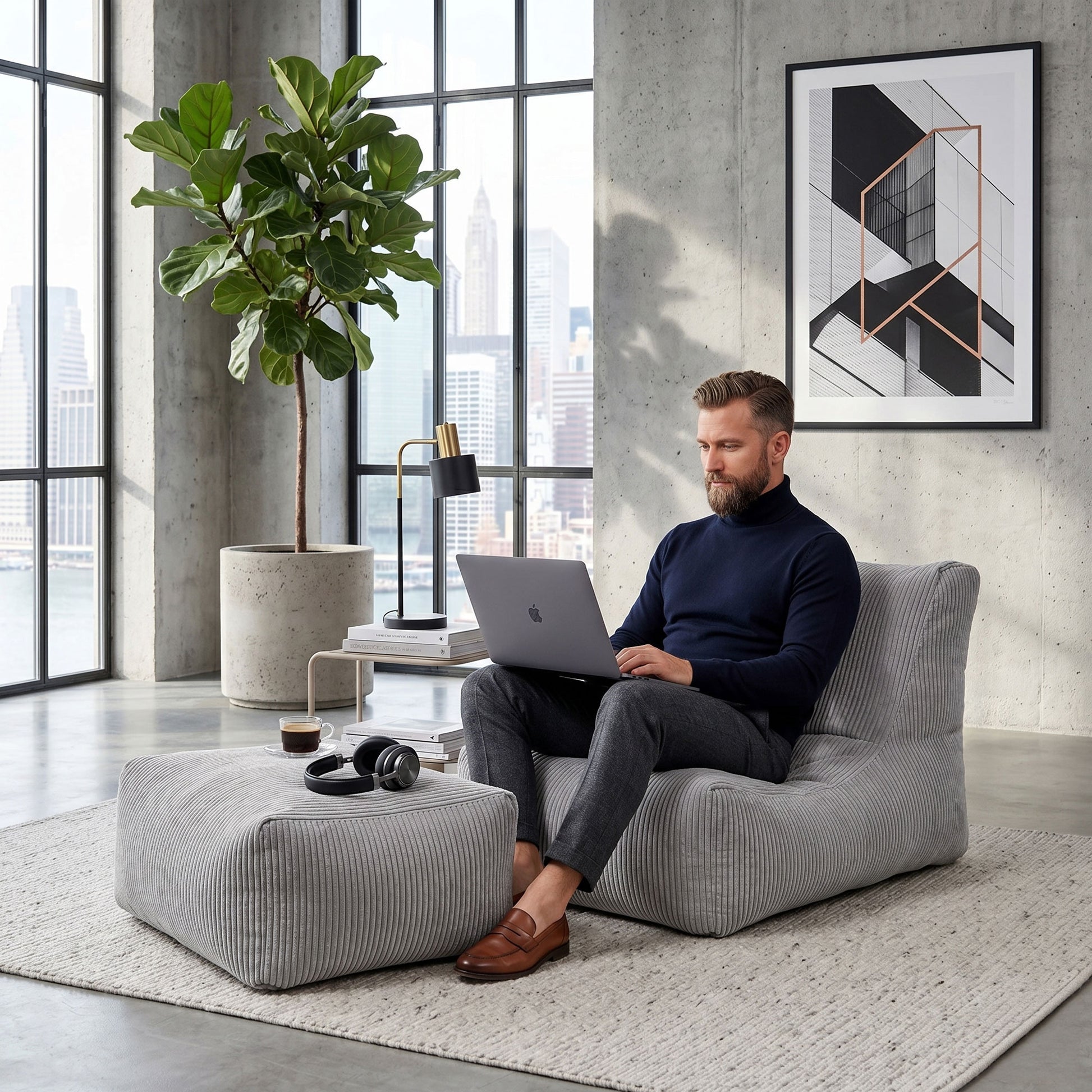 Pouf-chaise longue Shara Rock