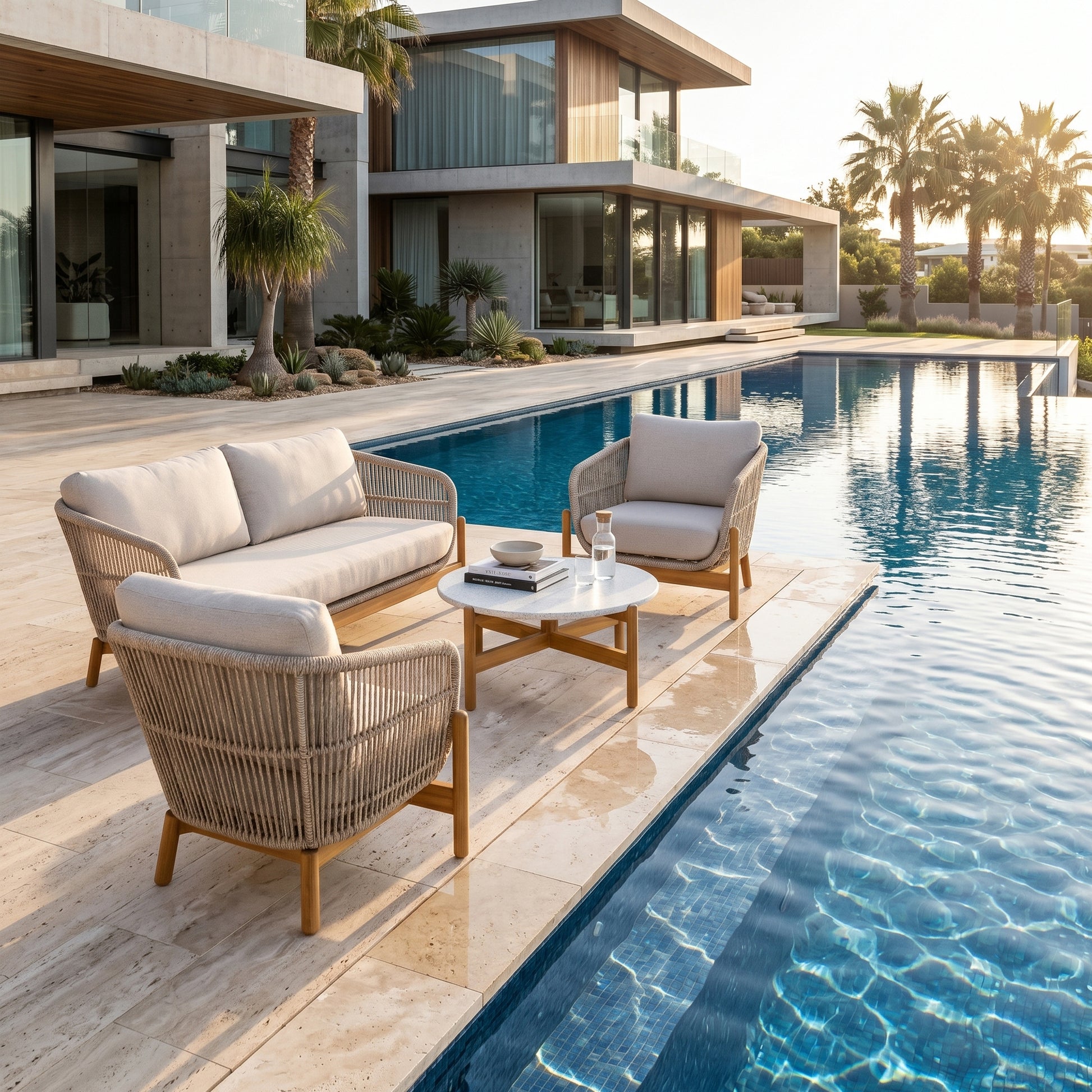 Portofino Outdoor 4-Piece Conversation Set Natural-4pc
