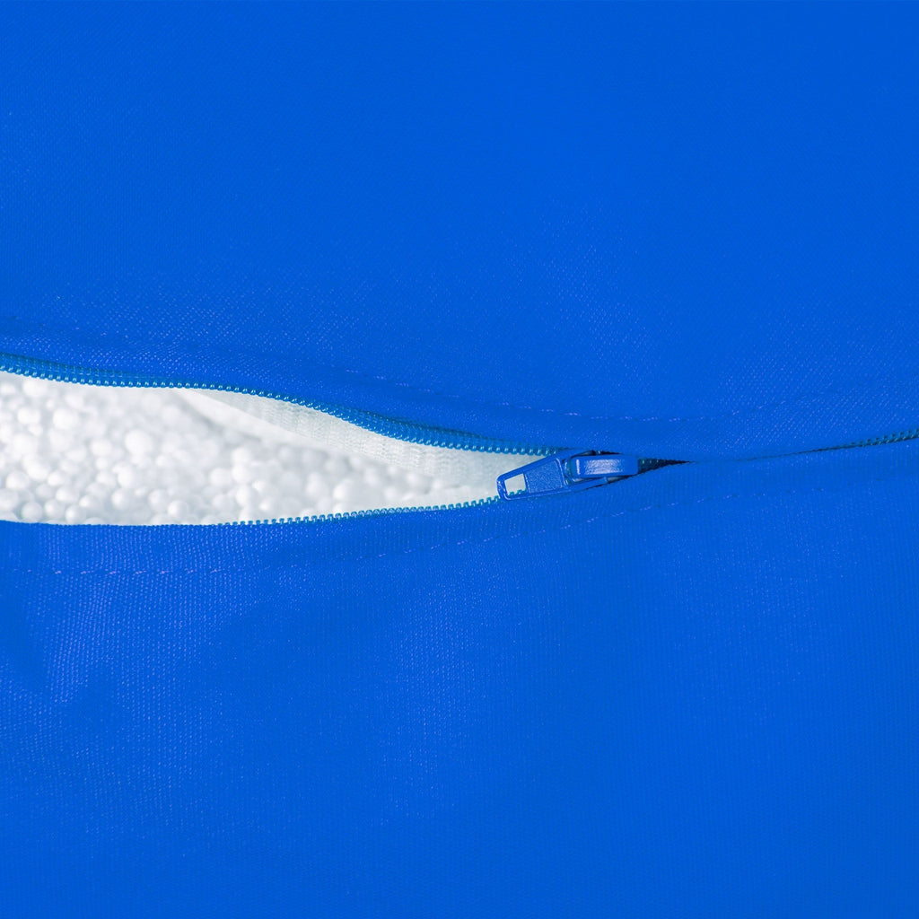 Close-up of a blue fabric with a zipper on a blue background