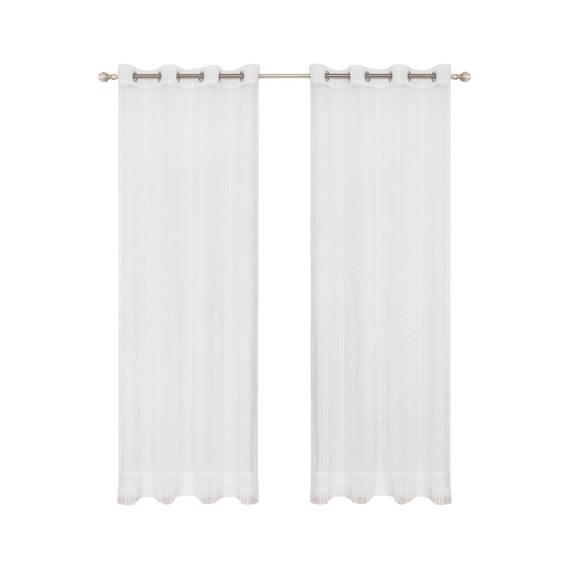White curtains with grommets on a white background