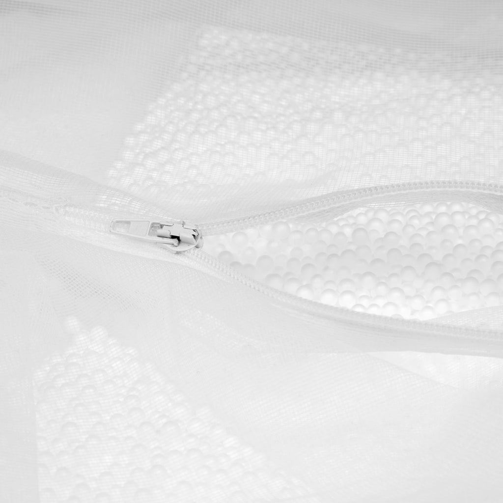 Close-up of a clear plastic bag with a zipper on a white background