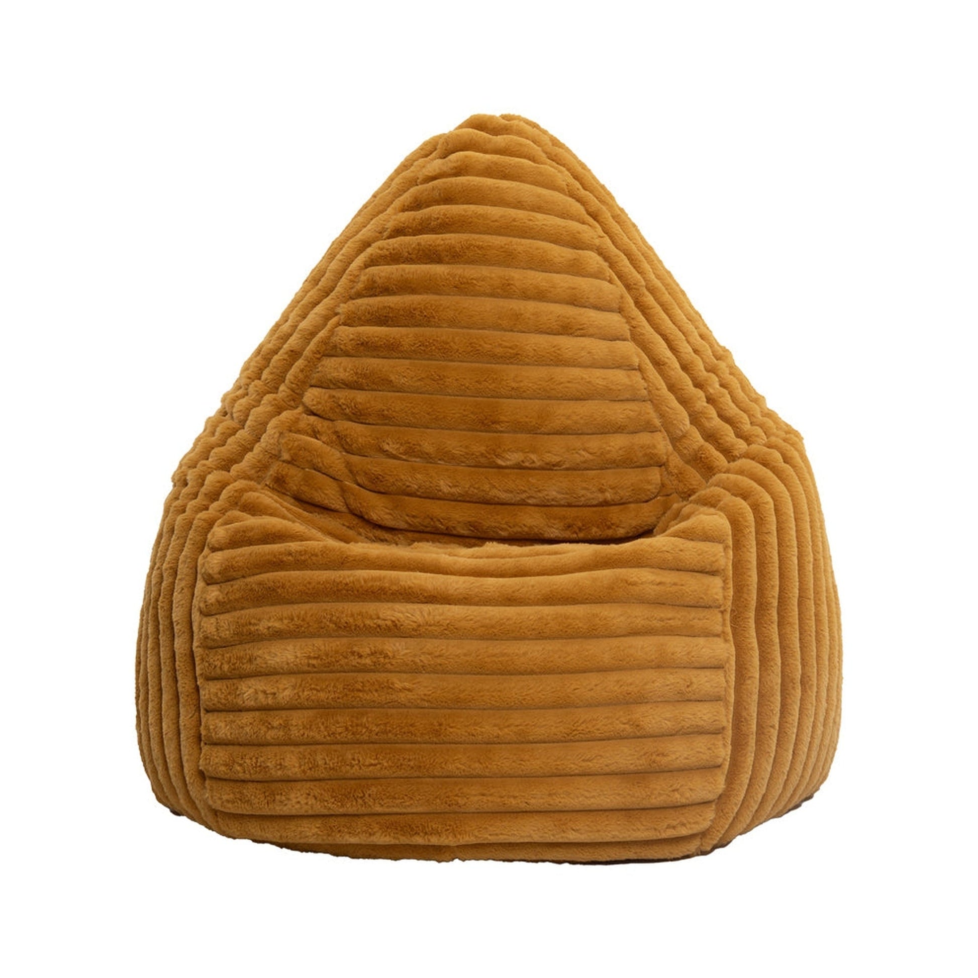 Textured brown bean bag chair on a white background