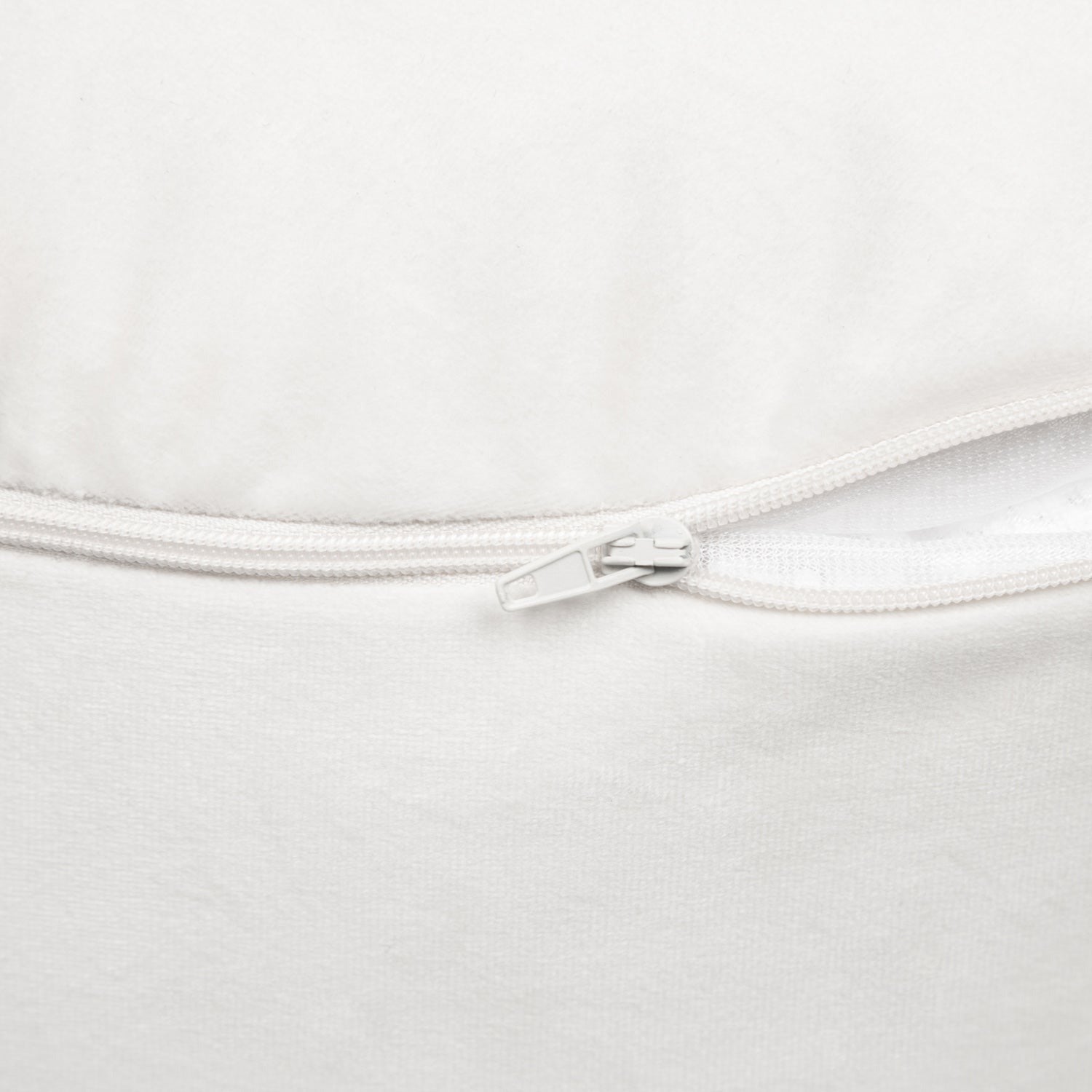 Close-up of a zipper on a white background