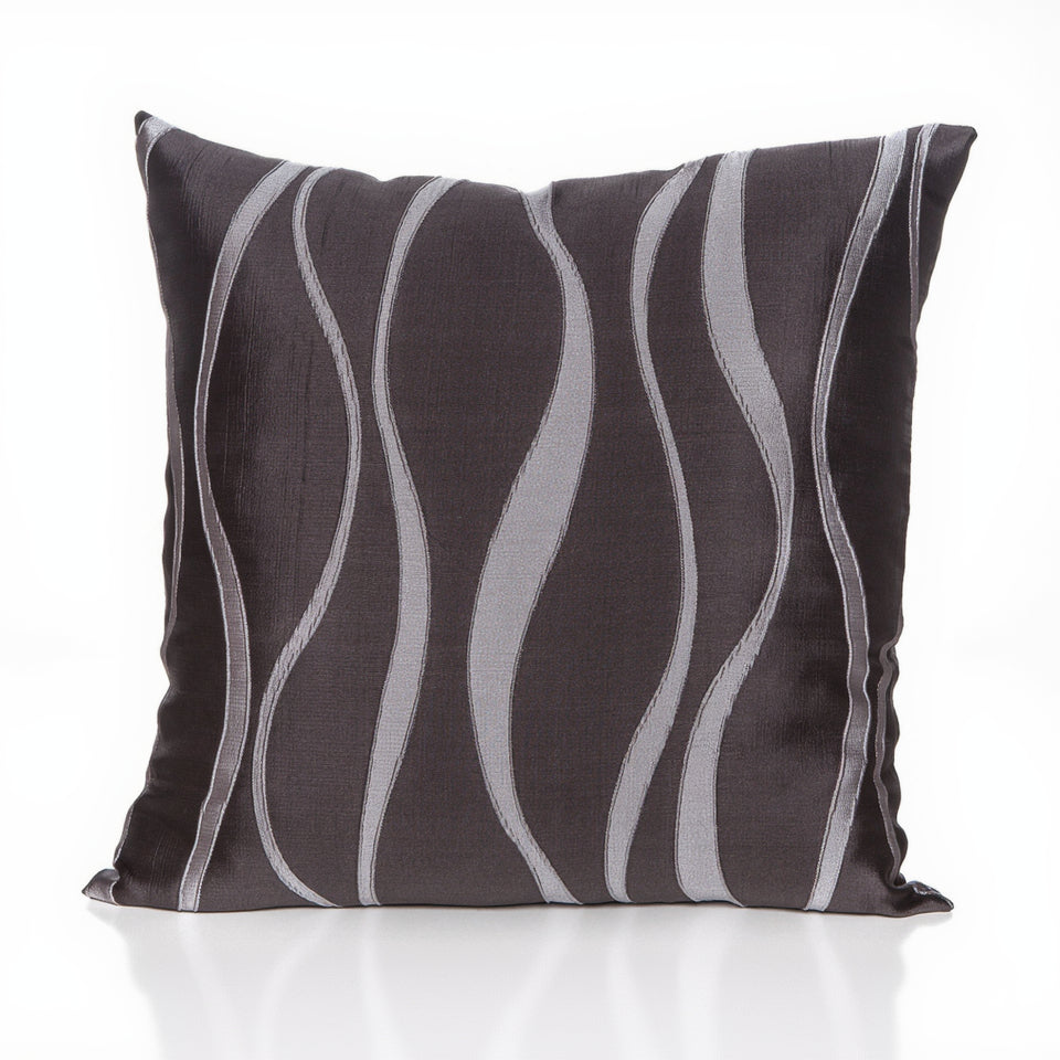 Decorative pillow with wavy pattern on a white background