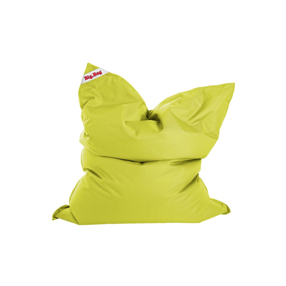 Green bean bag chair on a white background