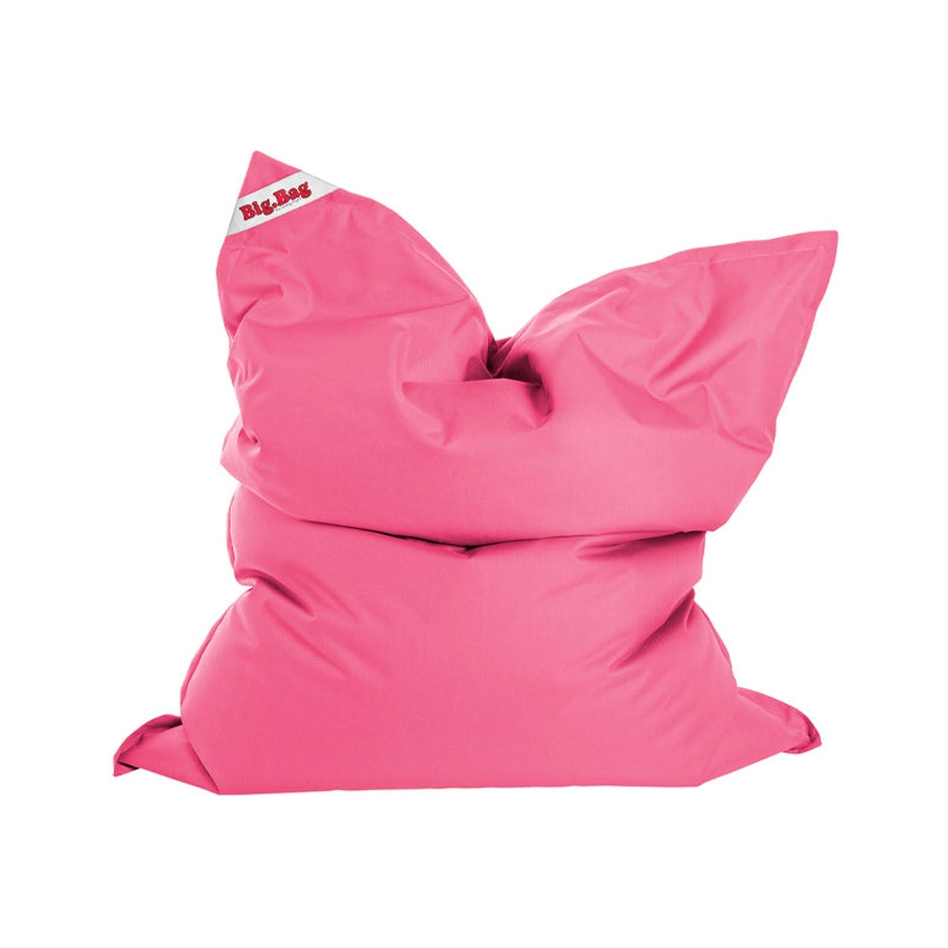Pink bean bag chair on a white background