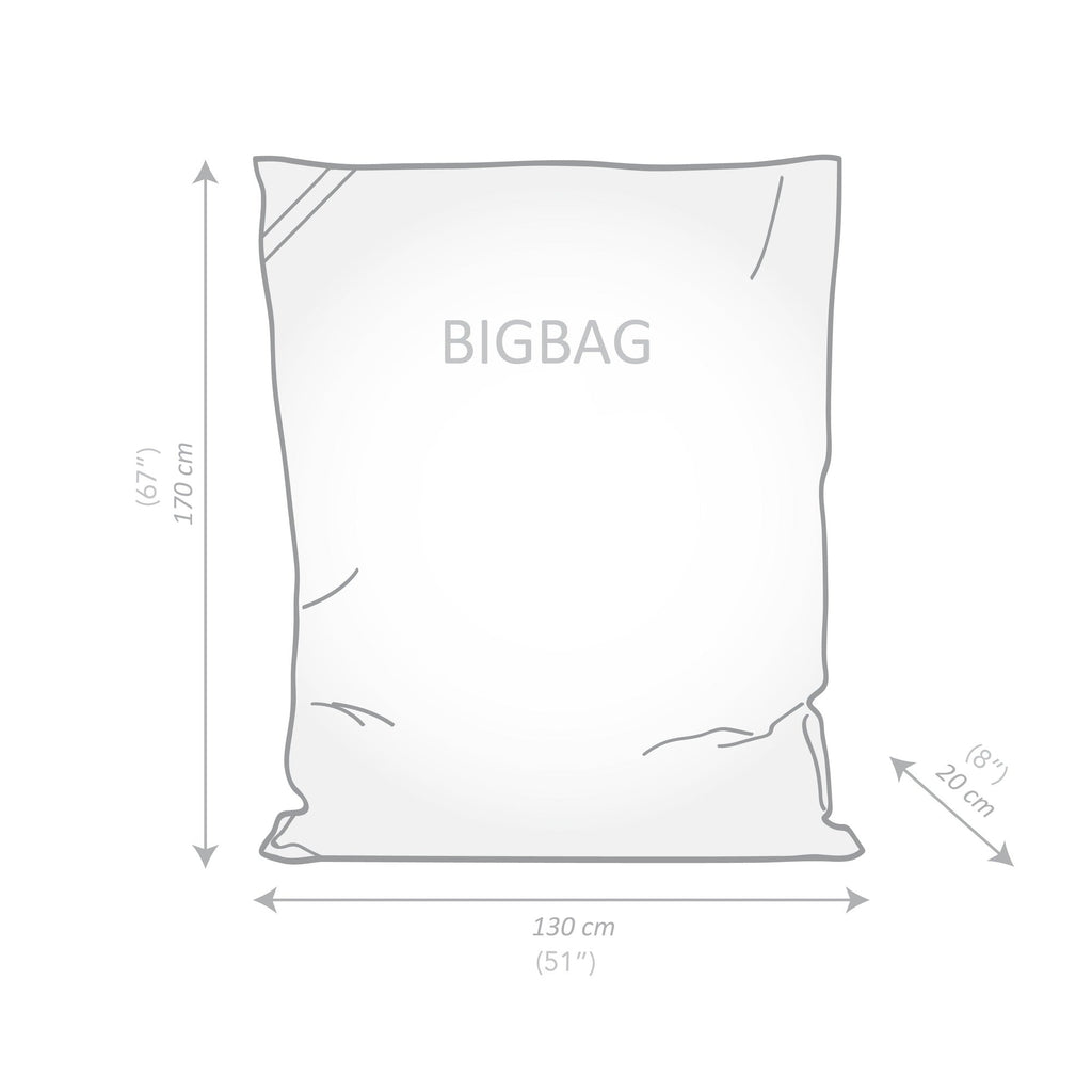 Diagram of a 'BIGBAG' with dimensions labeled on a white background