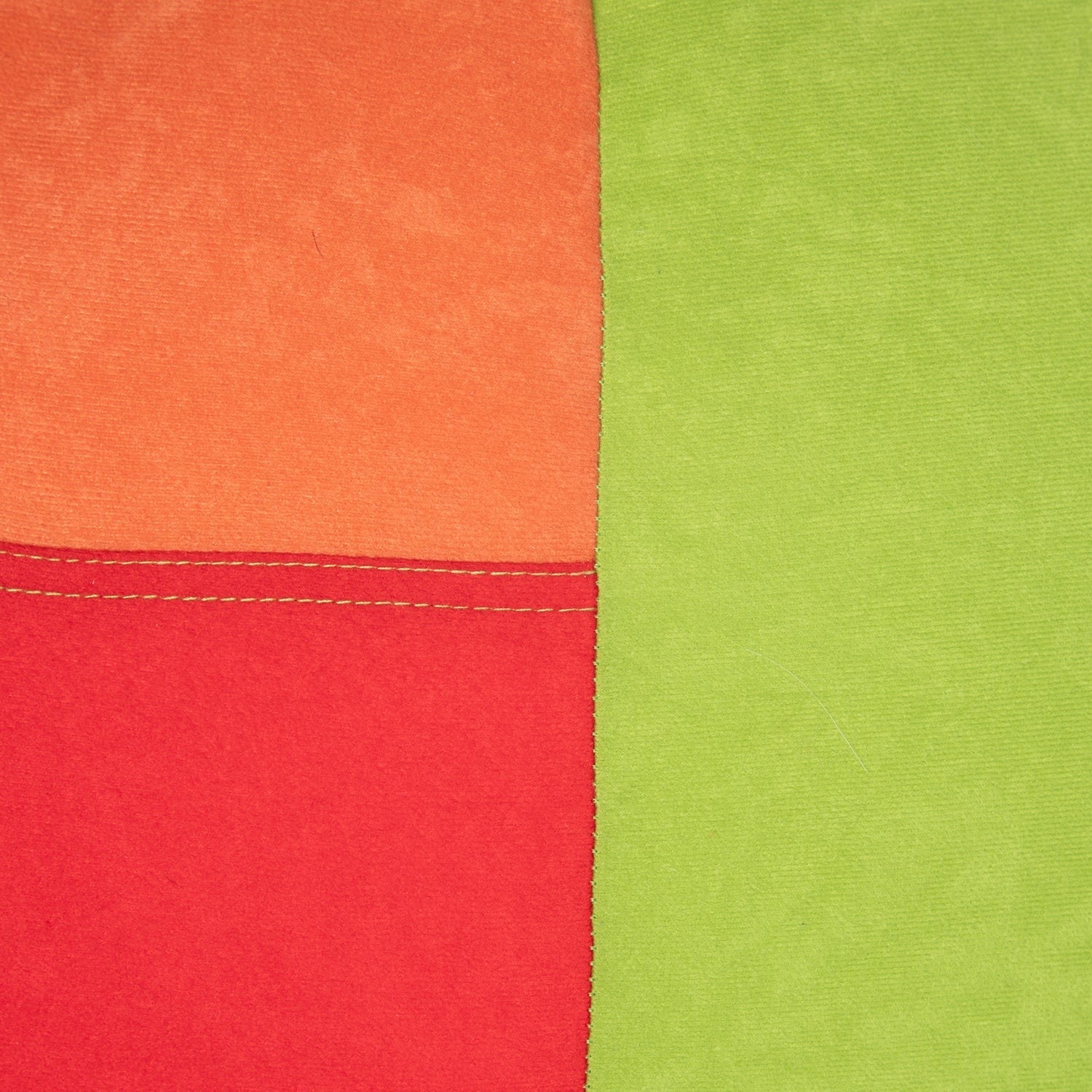 Fabric with orange, red, and green sections.