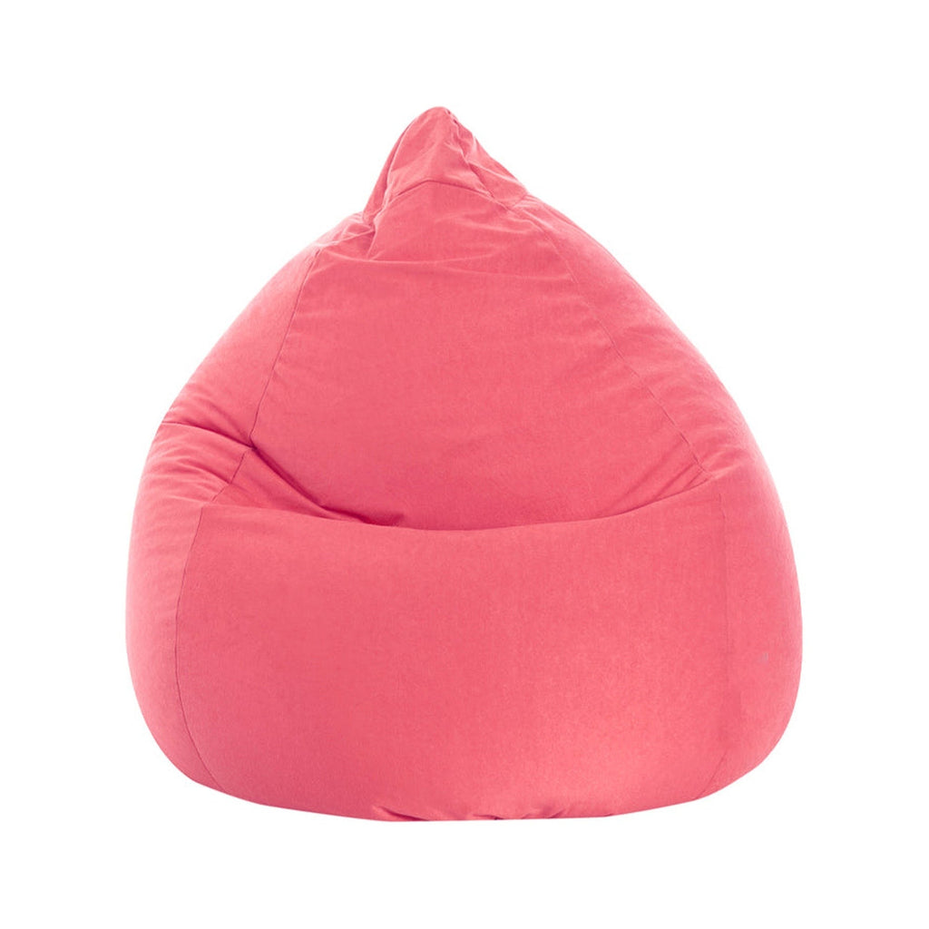 Pink bean bag chair on a white background