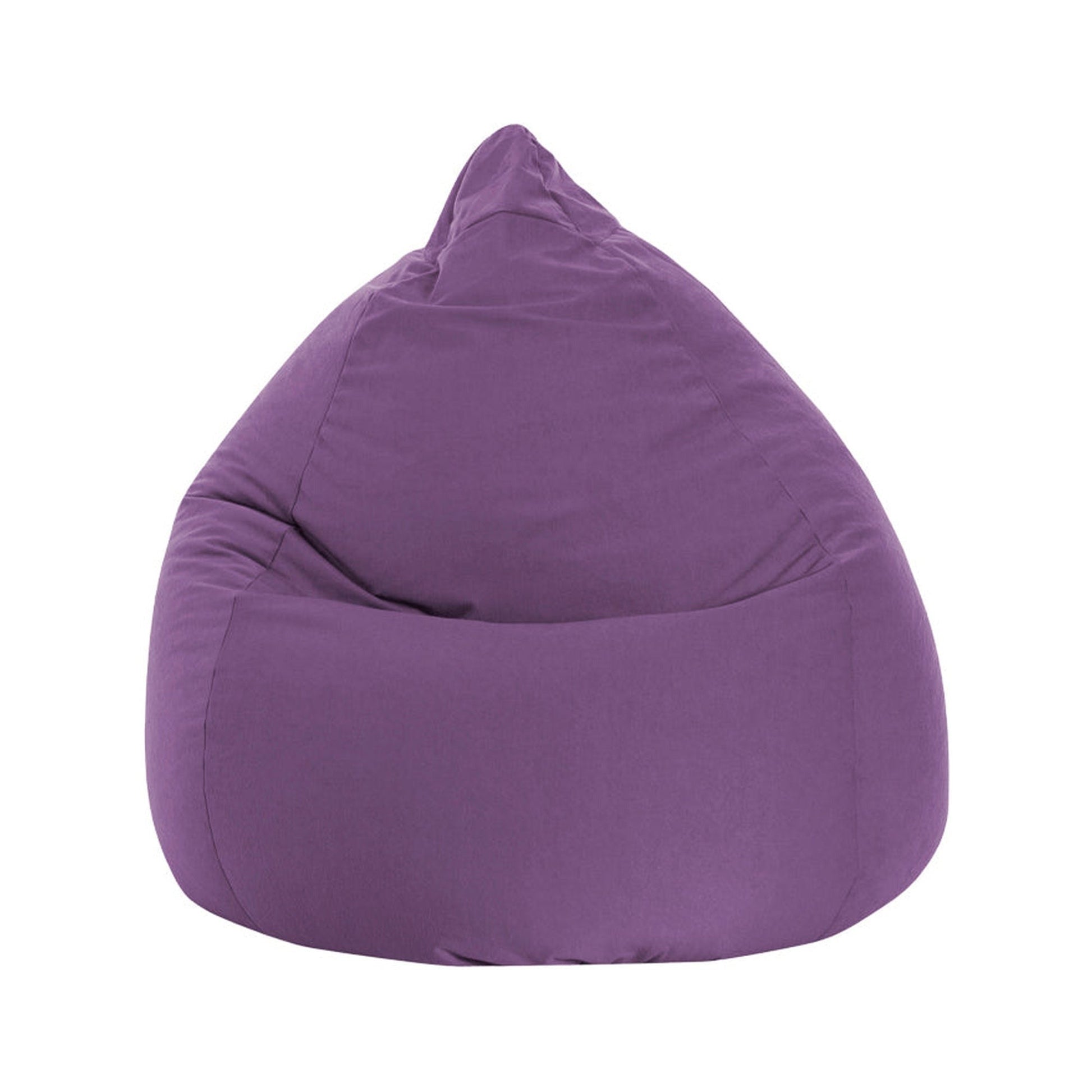 Purple bean bag chair on a white background