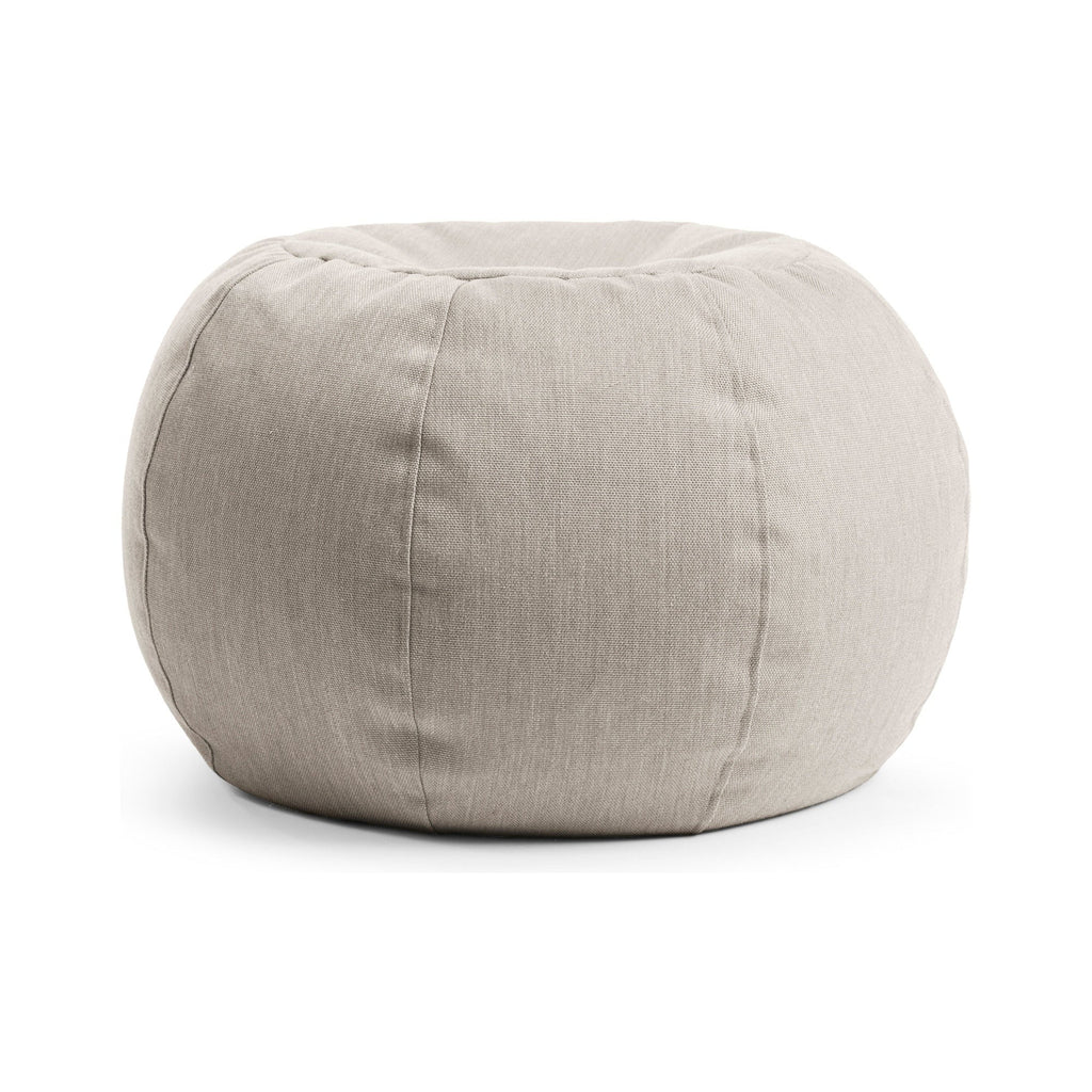 Gray fabric ottoman on a white background