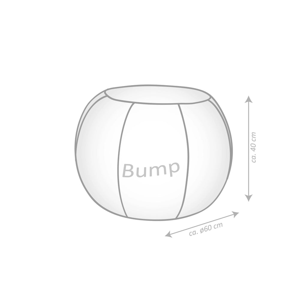 Diagram of a round object labeled 'Bump' with dimensions on a white background