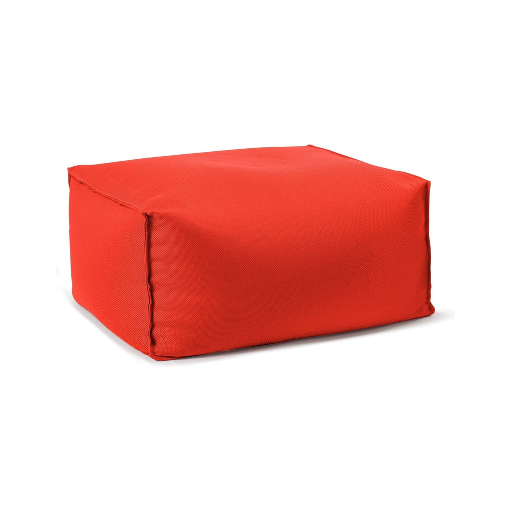 Red rectangular ottoman on a white background