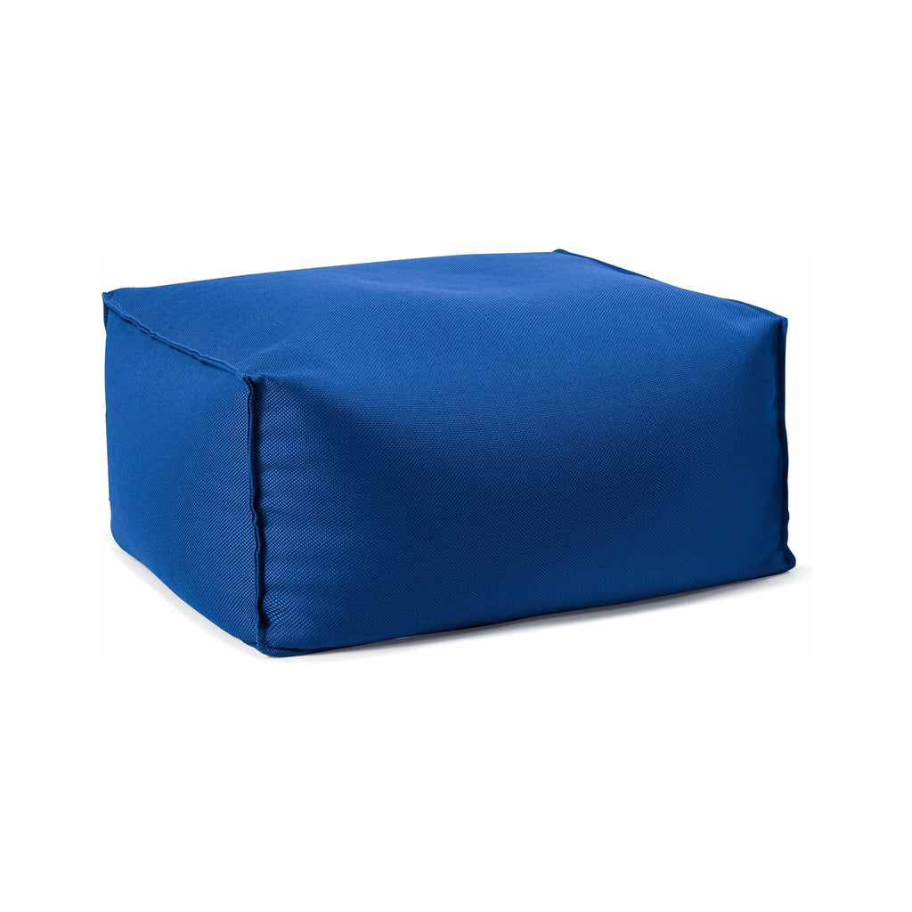 Blue rectangular ottoman on a white background