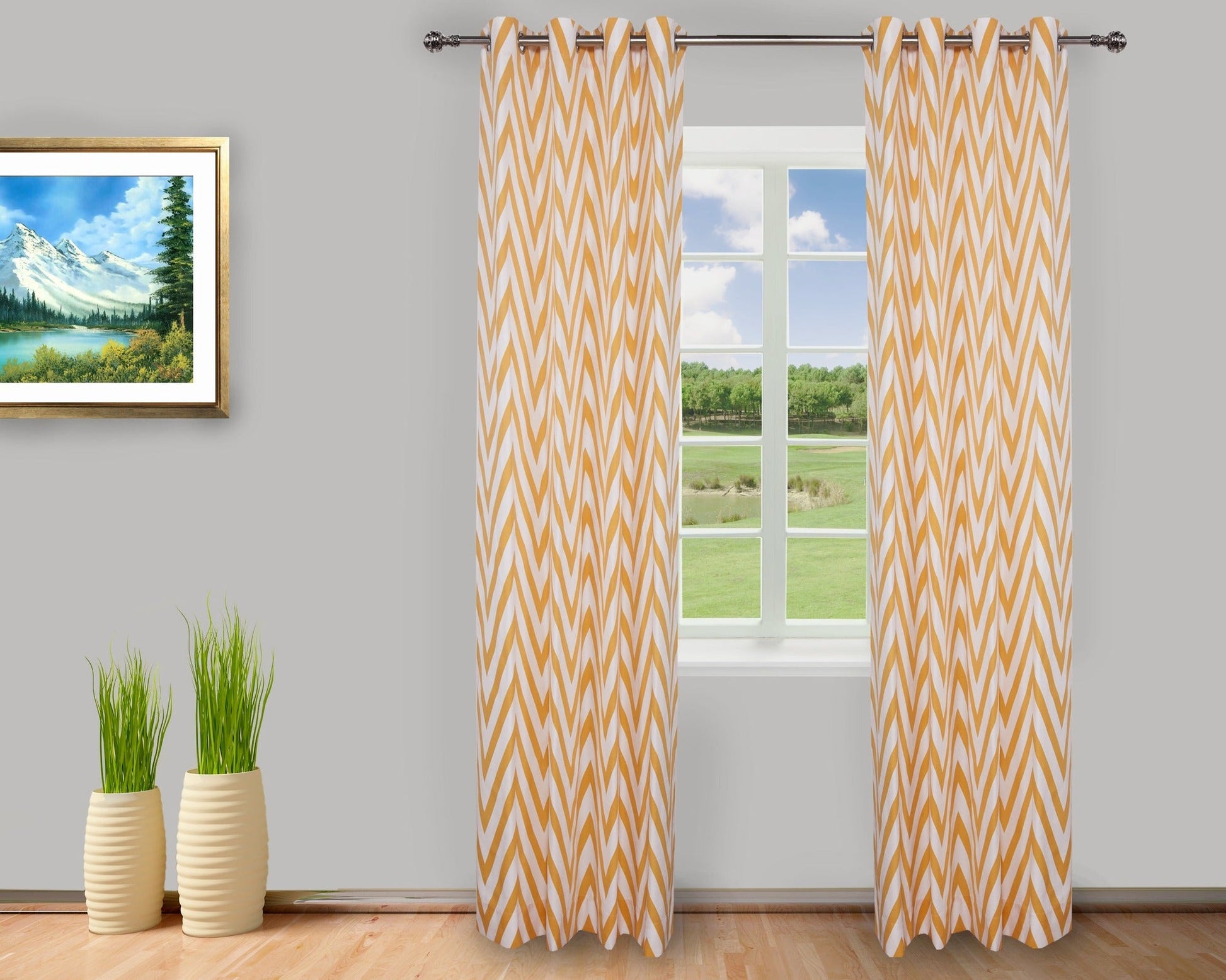 Chevron Yellow Curtain 2PC