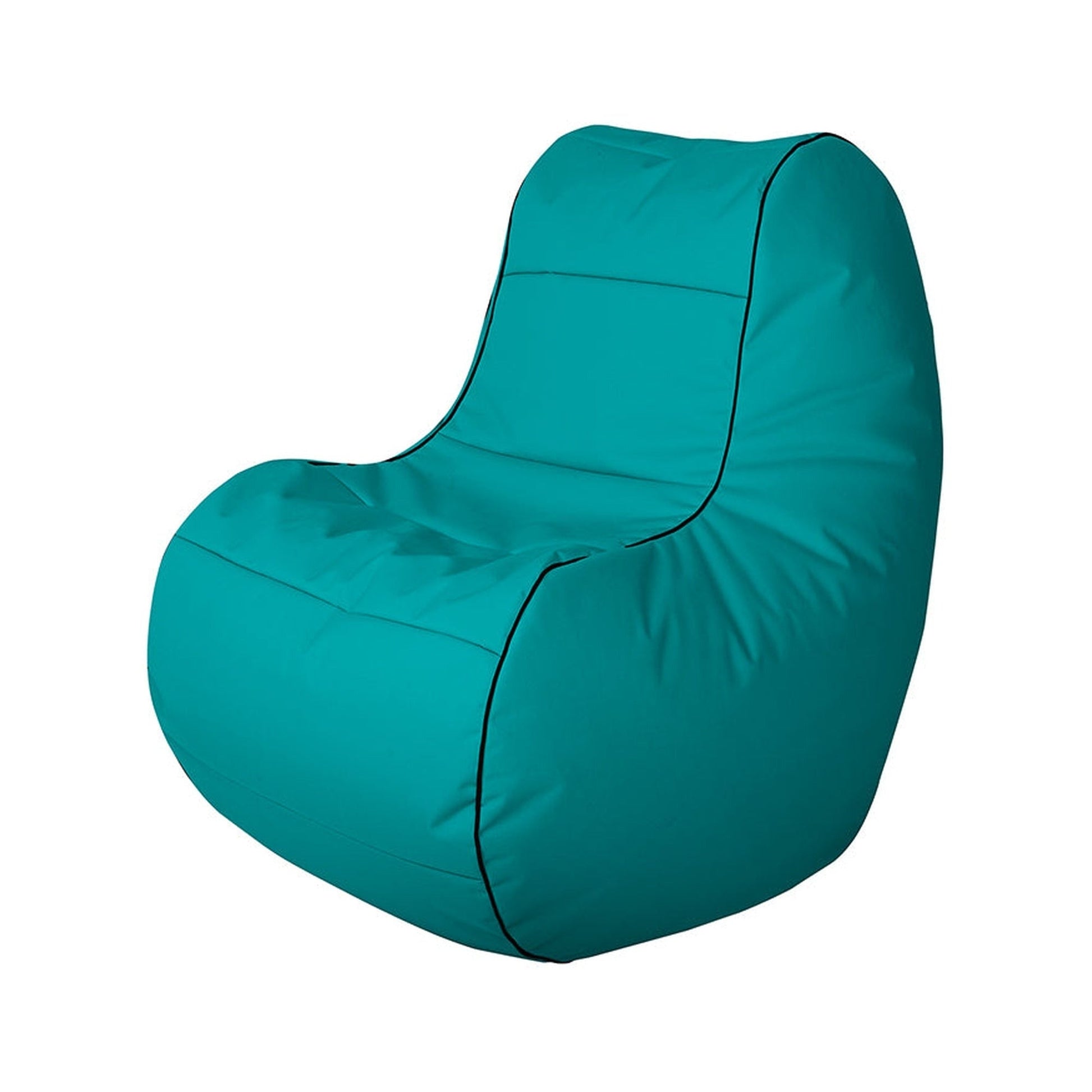 Turquoise bean bag chair on a white background
