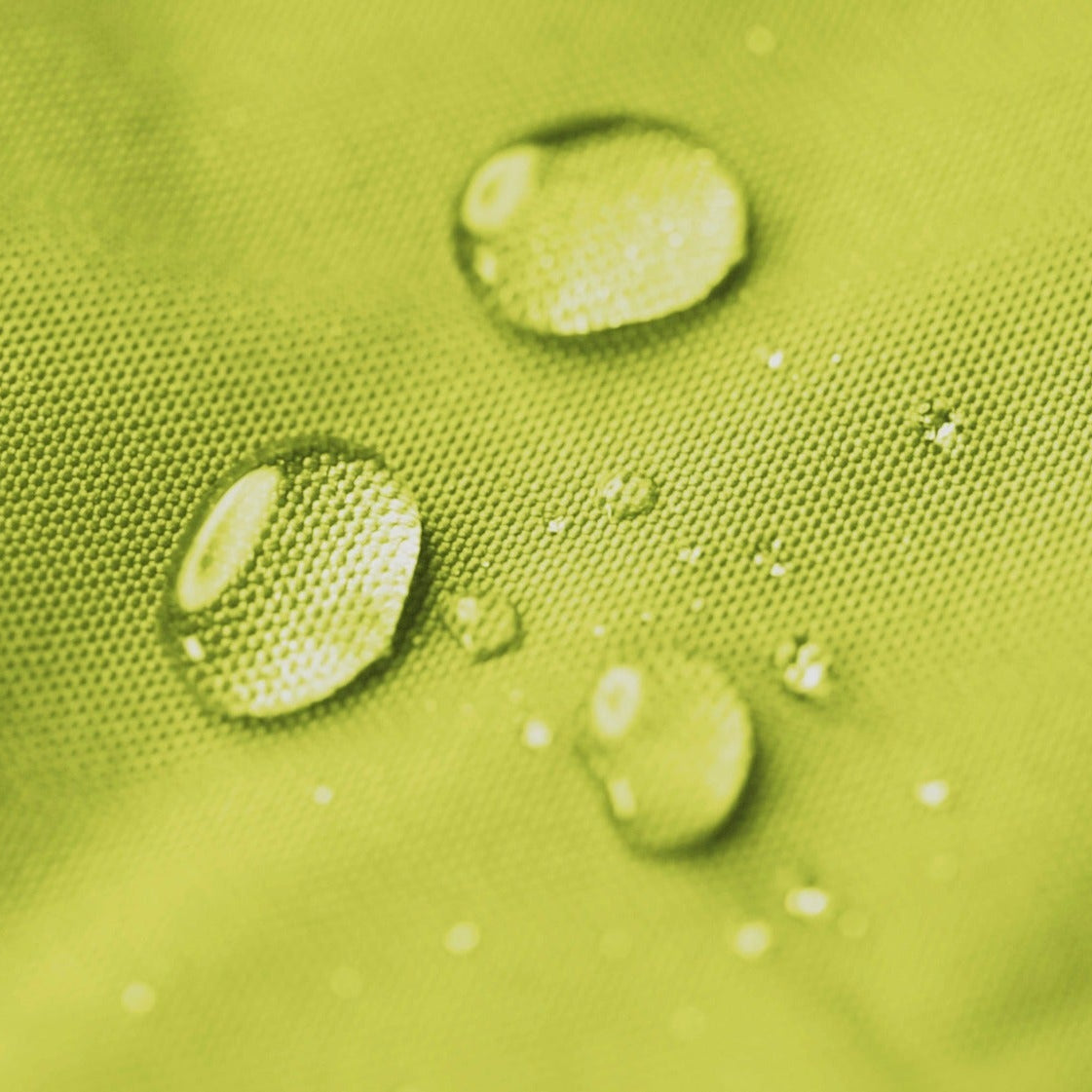 Water droplets on a green textured surface