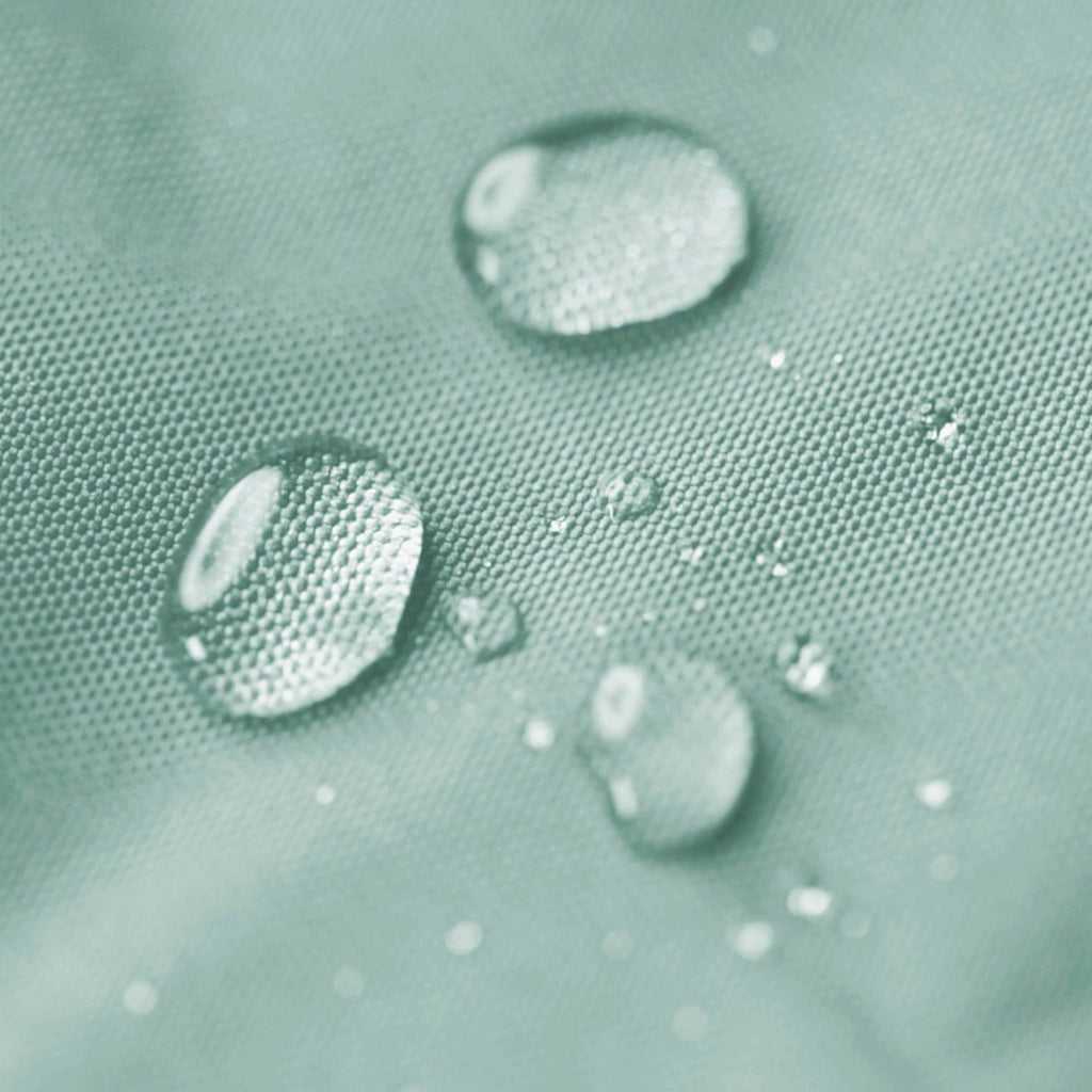 Close-up of water droplets on a textured green surface