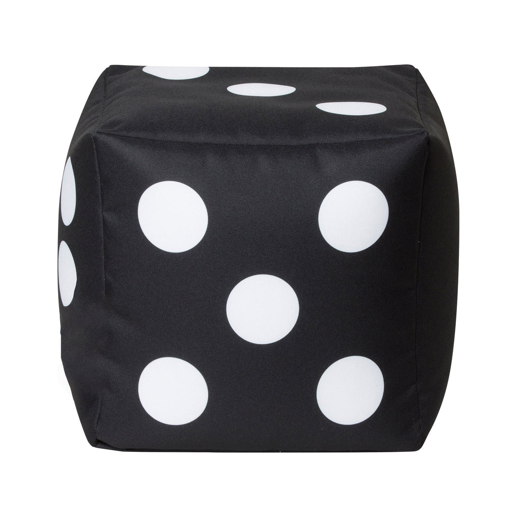 Black cube with white dots on a white background