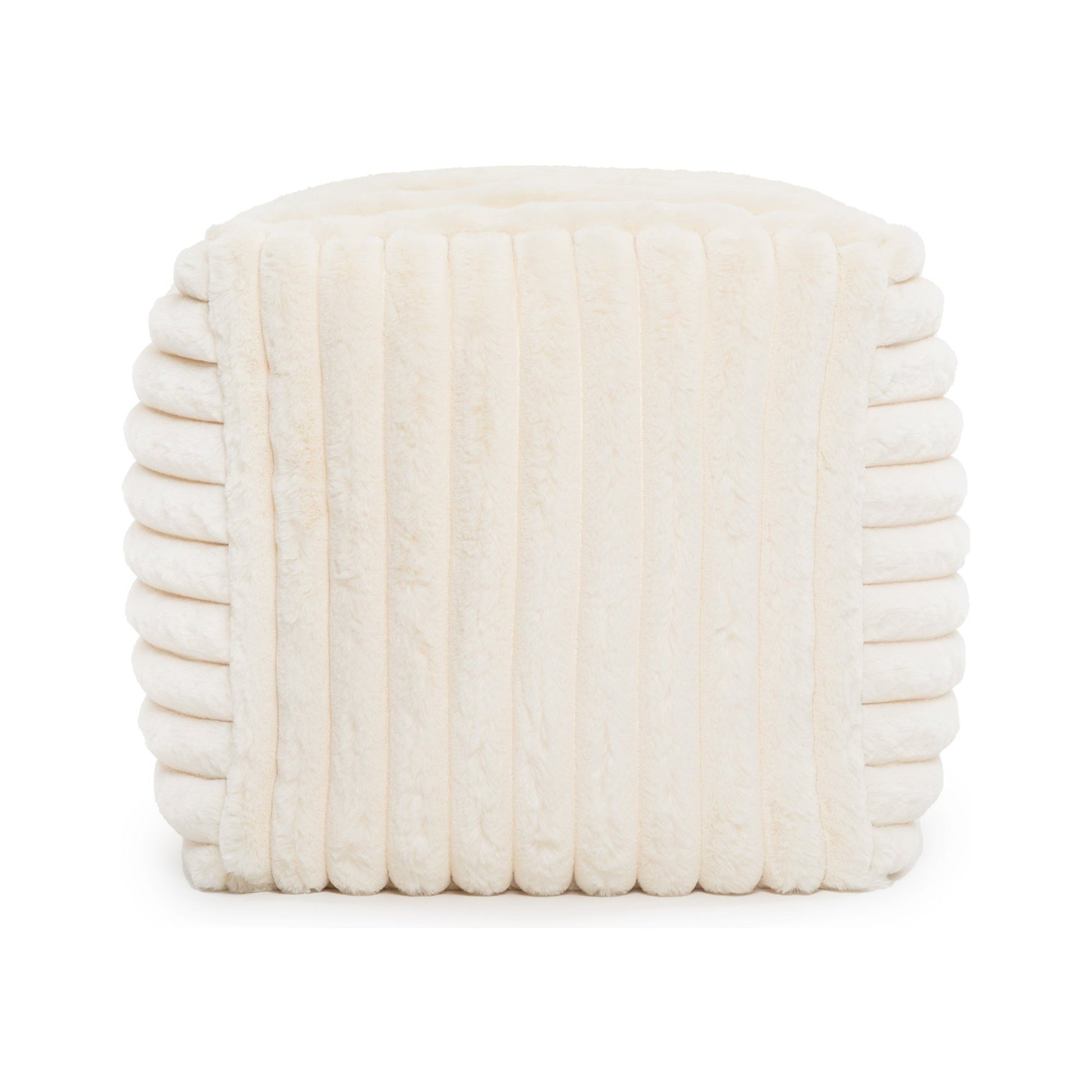 White textured ottoman on a white background