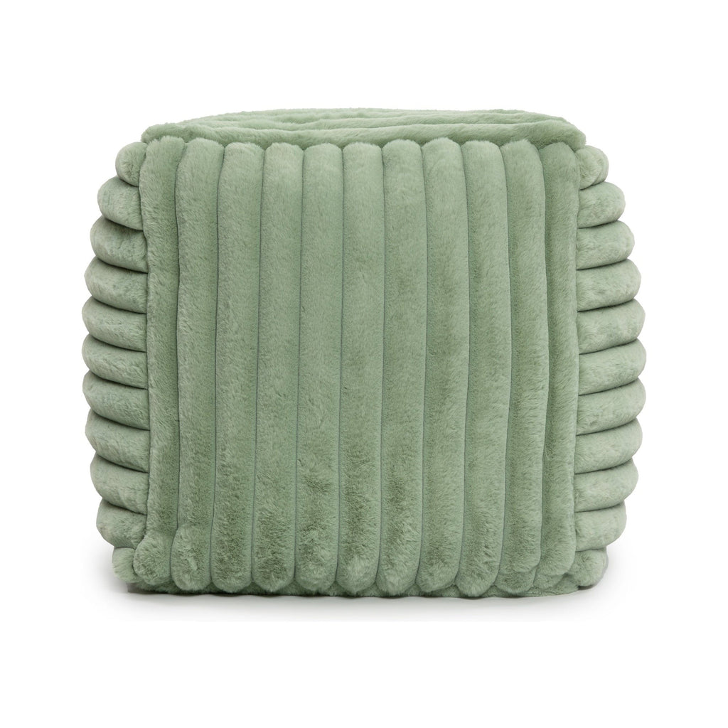 Green textured cube stool on a white background