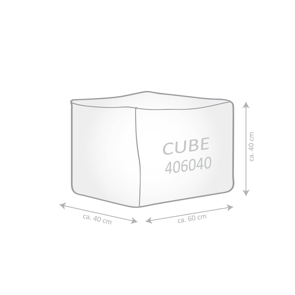 Cube-shaped object with dimensions on a white background