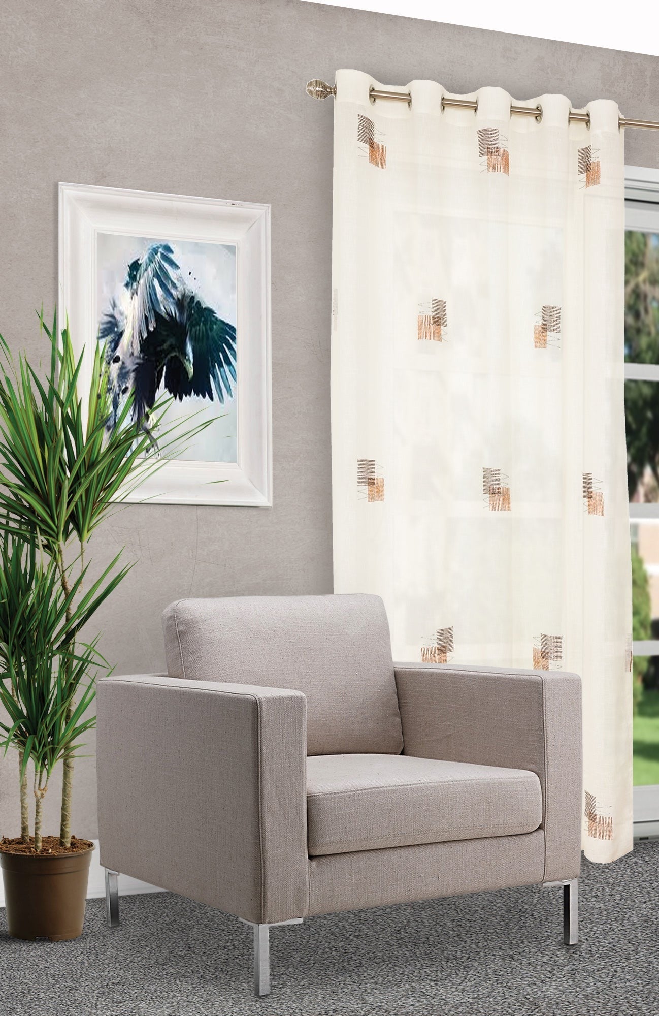 Rideau semi-transparent design 60"x96"