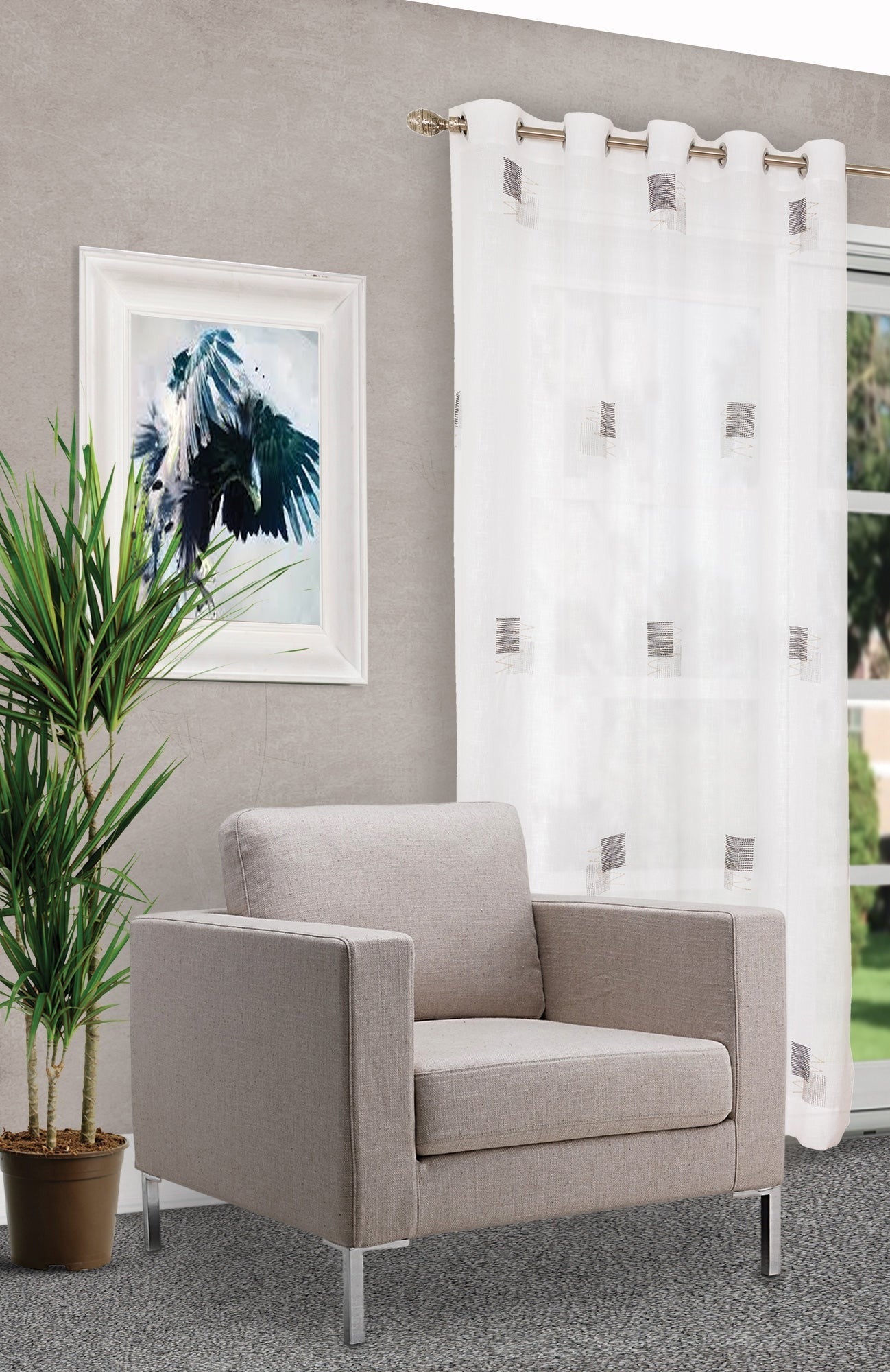 Rideau semi-transparent design 60"x96"