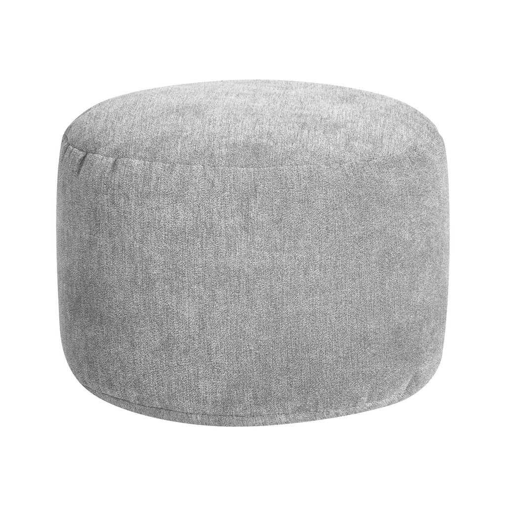 Gray fabric ottoman on a white background