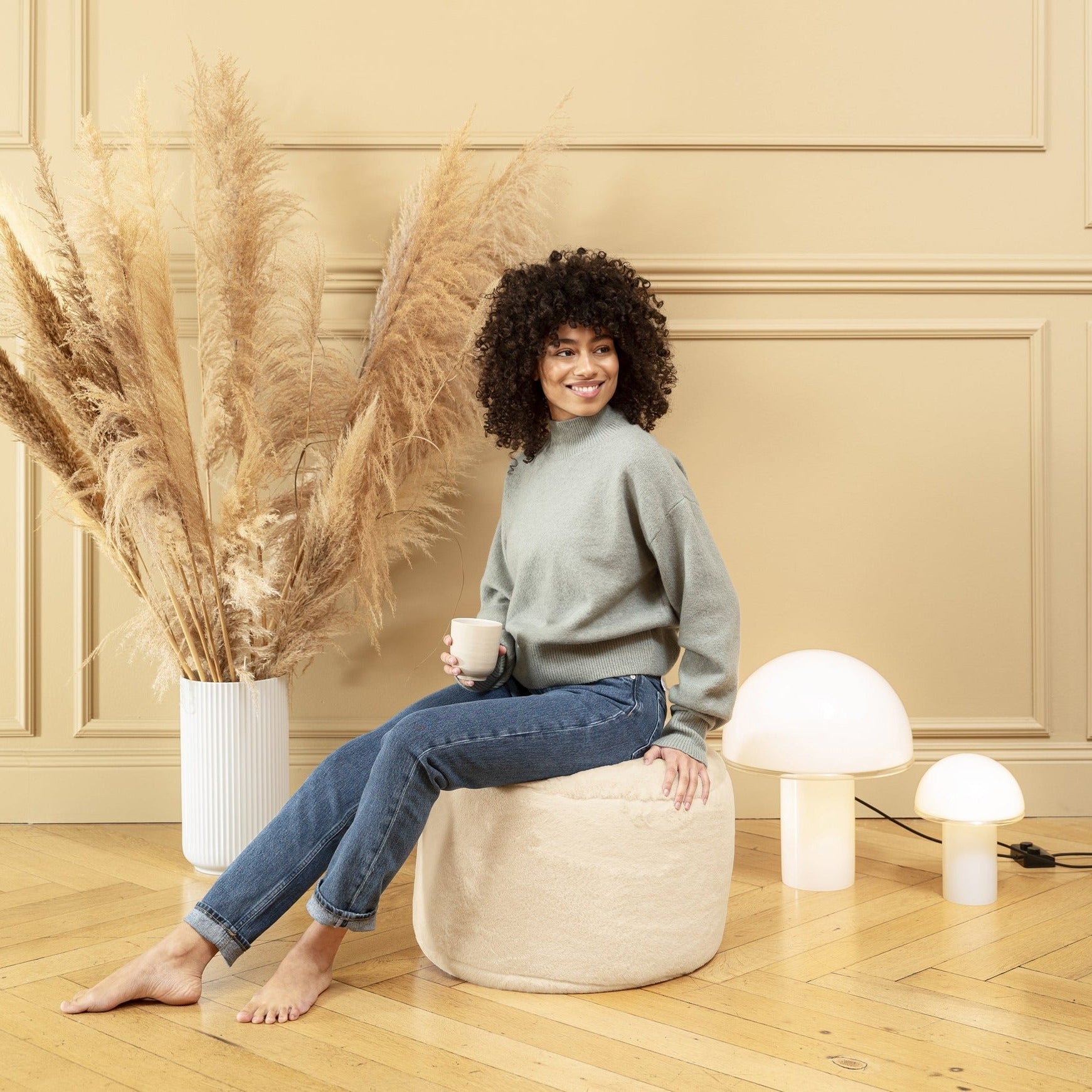 Dotcom Softy Faux Fur Pouf