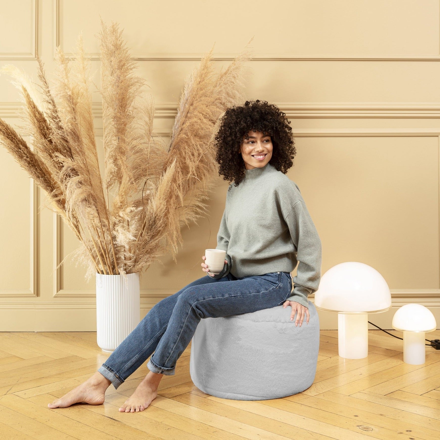 Dotcom Softy Faux Fur Pouf