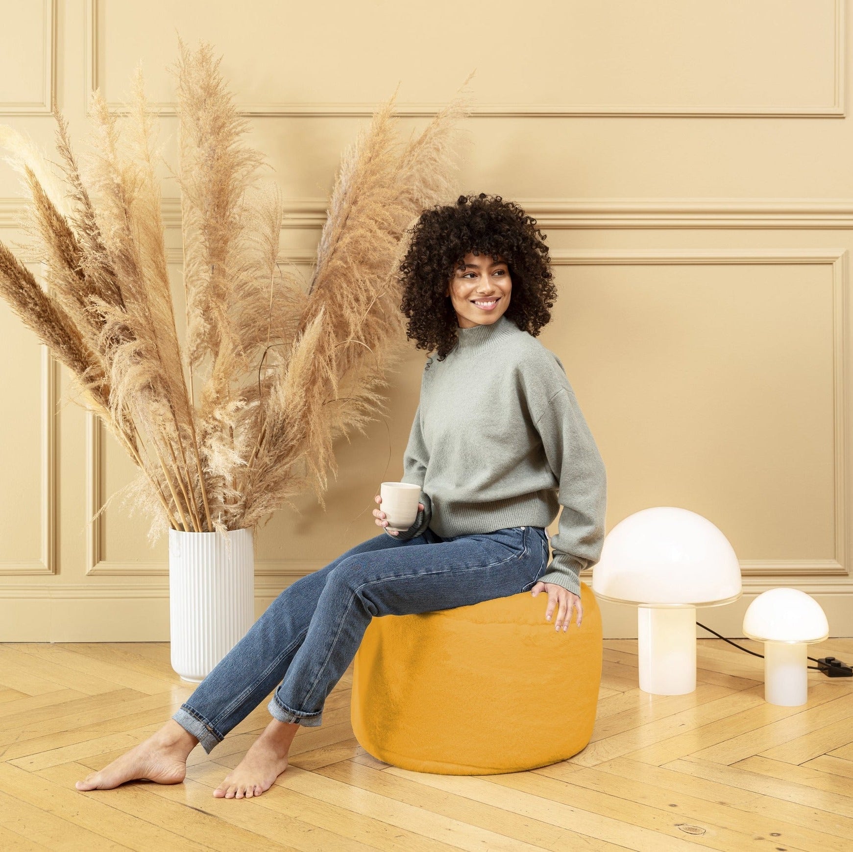 Dotcom Softy Faux Fur Pouf