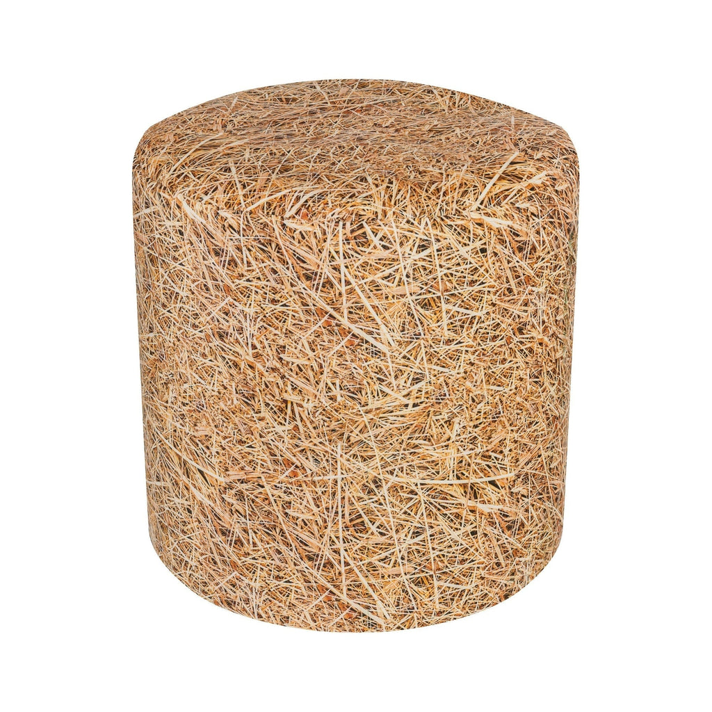 Round bale of straw on a white background
